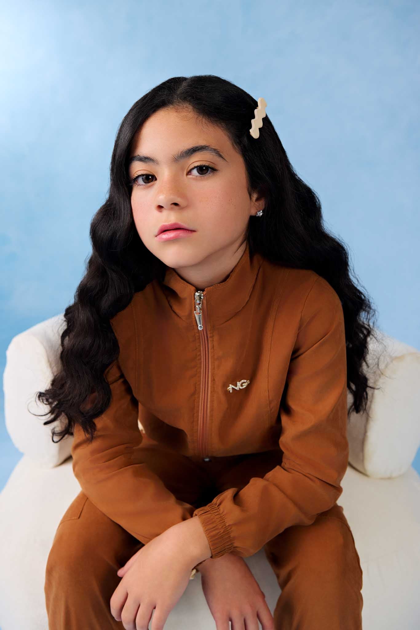 Jaqueta Infantil Feminina em Nylon Marrom