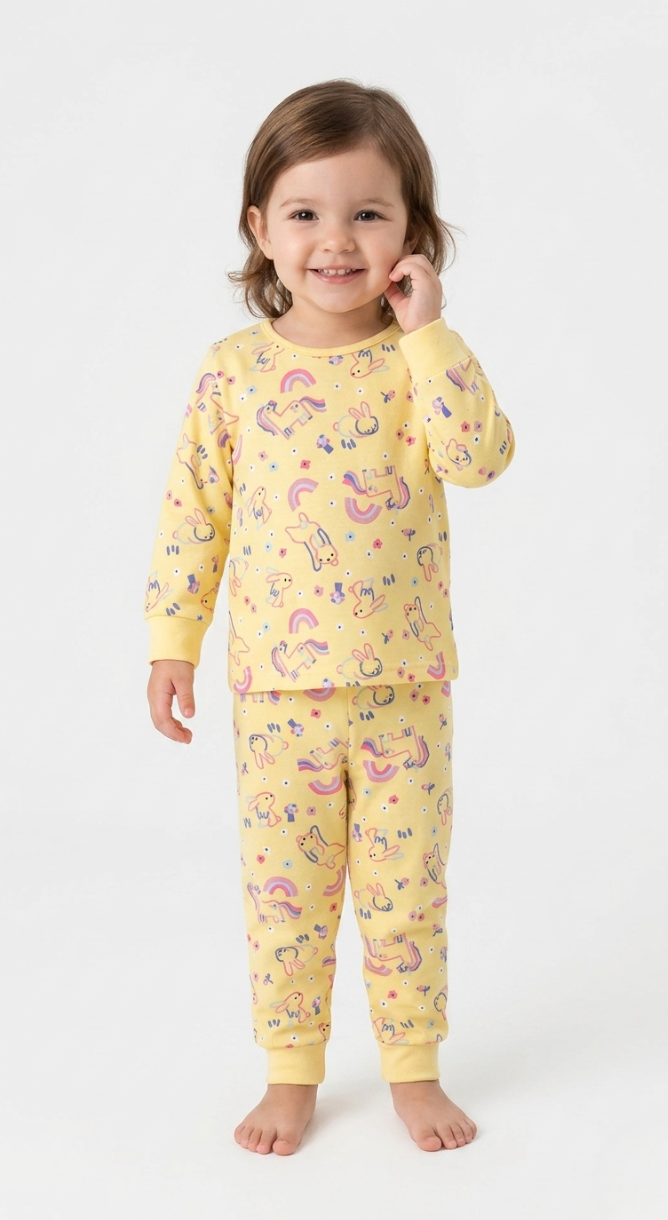 Pijama Infantil Meninas Algodão Brilha no Escuro Estampa Coelho Malwee