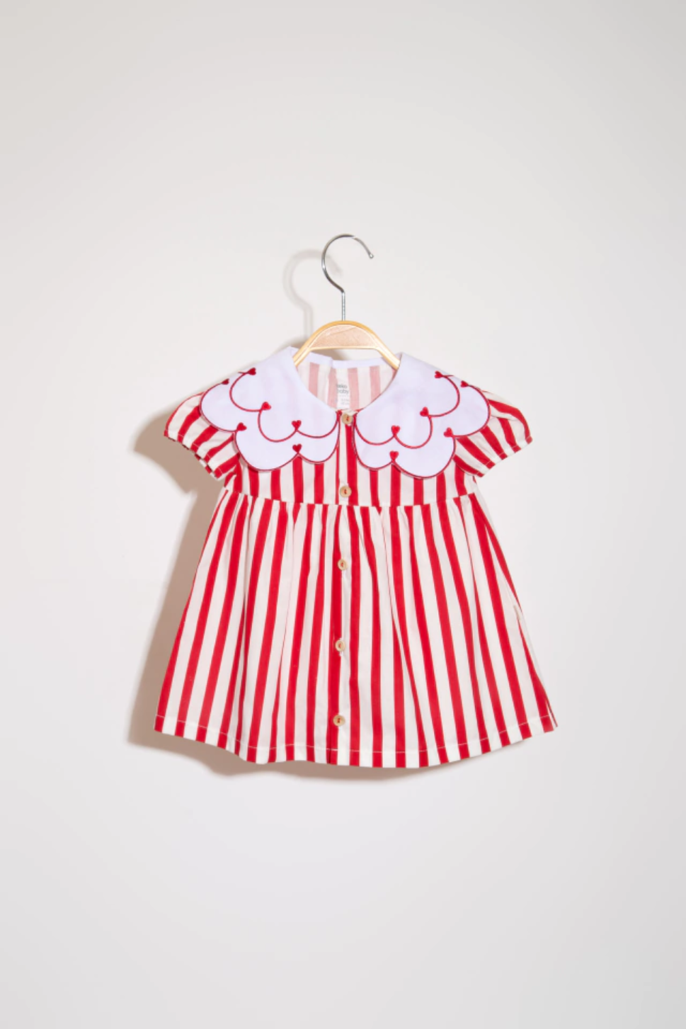 Vestido Vermelho Bebê Gola Bordada Keko