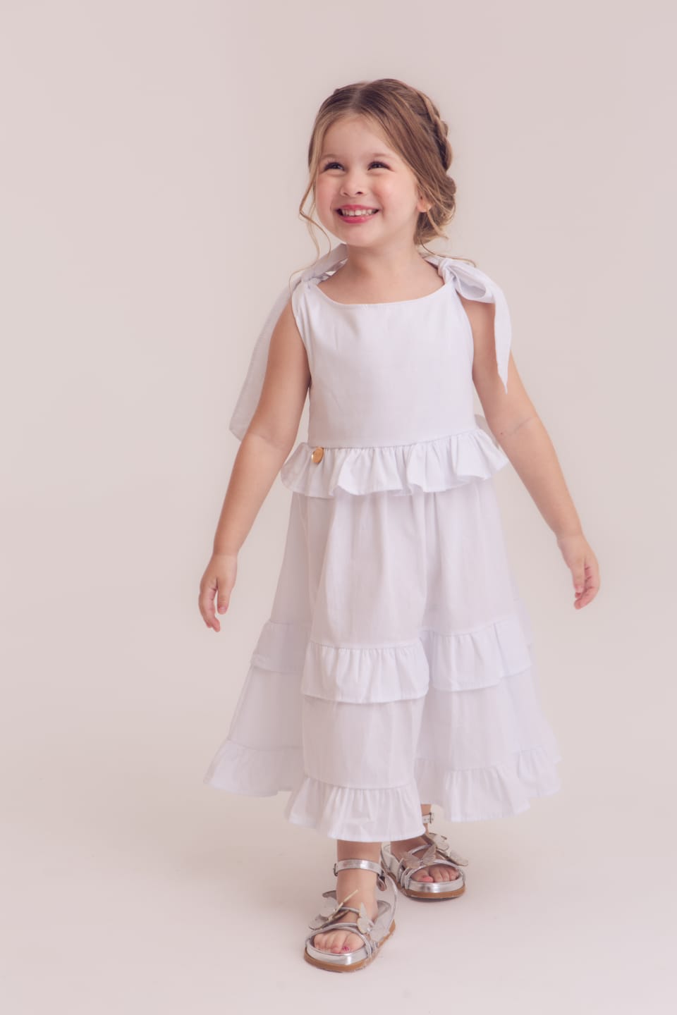 Vestido Branco Alça Ajustável em Tricoline