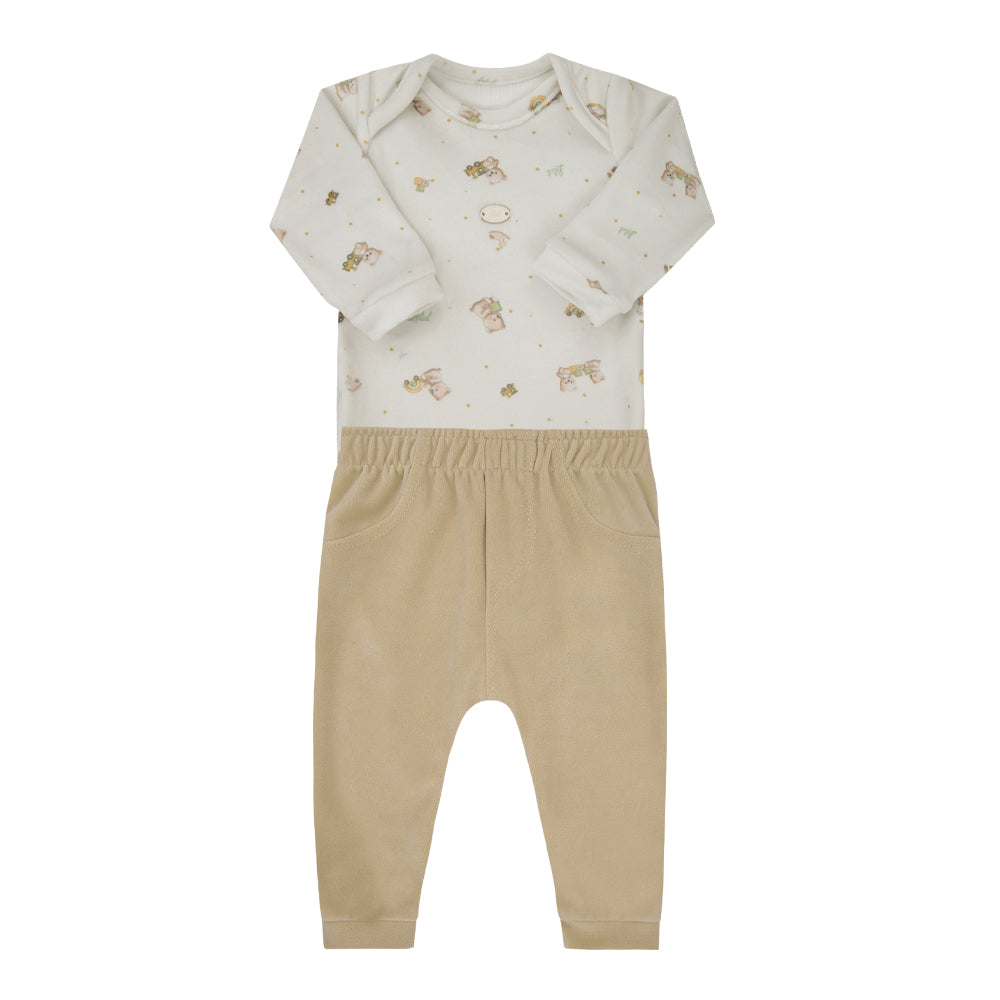 Conjunto Bebê Menino em Plush Urso Letut Ref.LT 19572