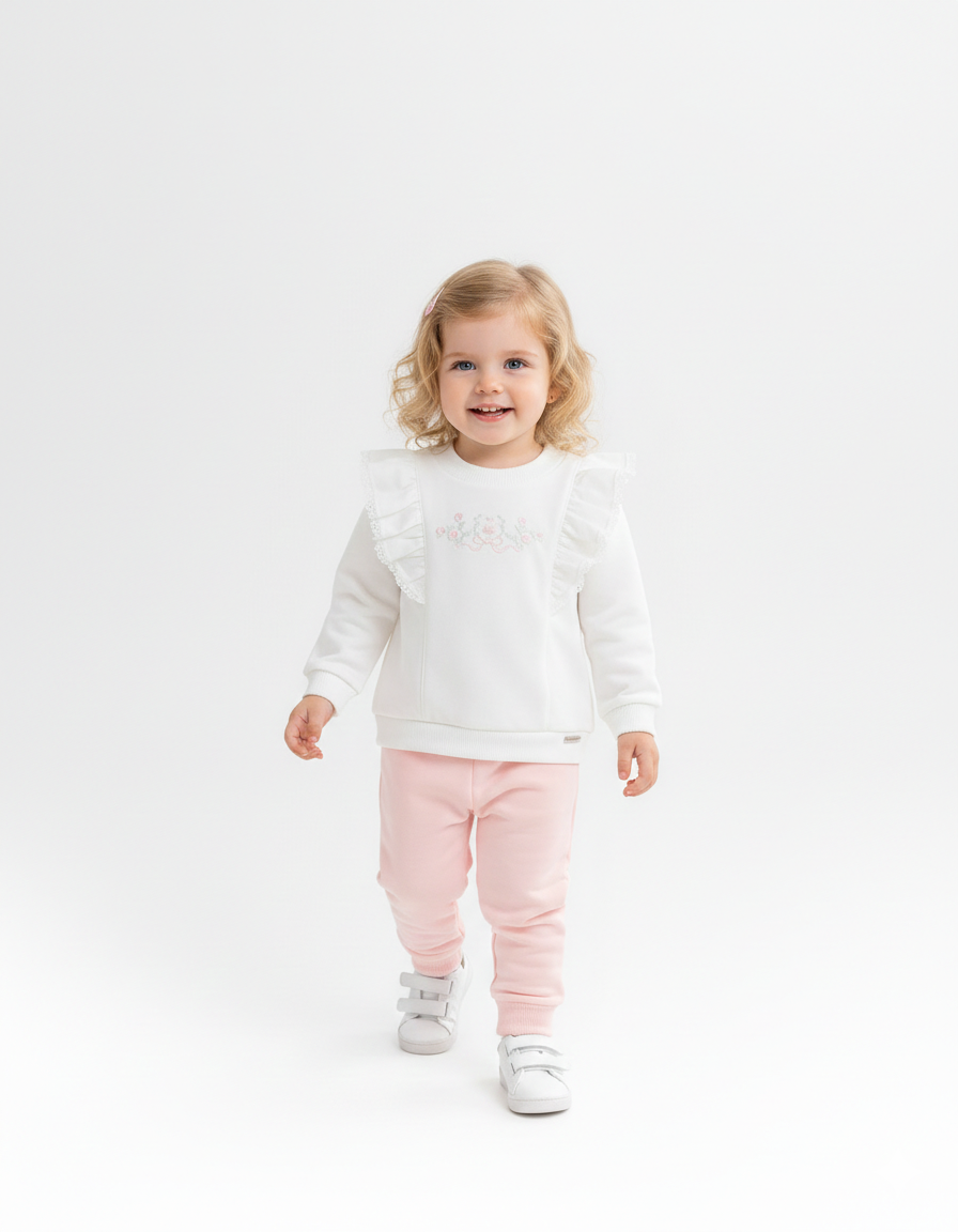 Conjunto Blusão Bordado e Calça de Moletom Meninas