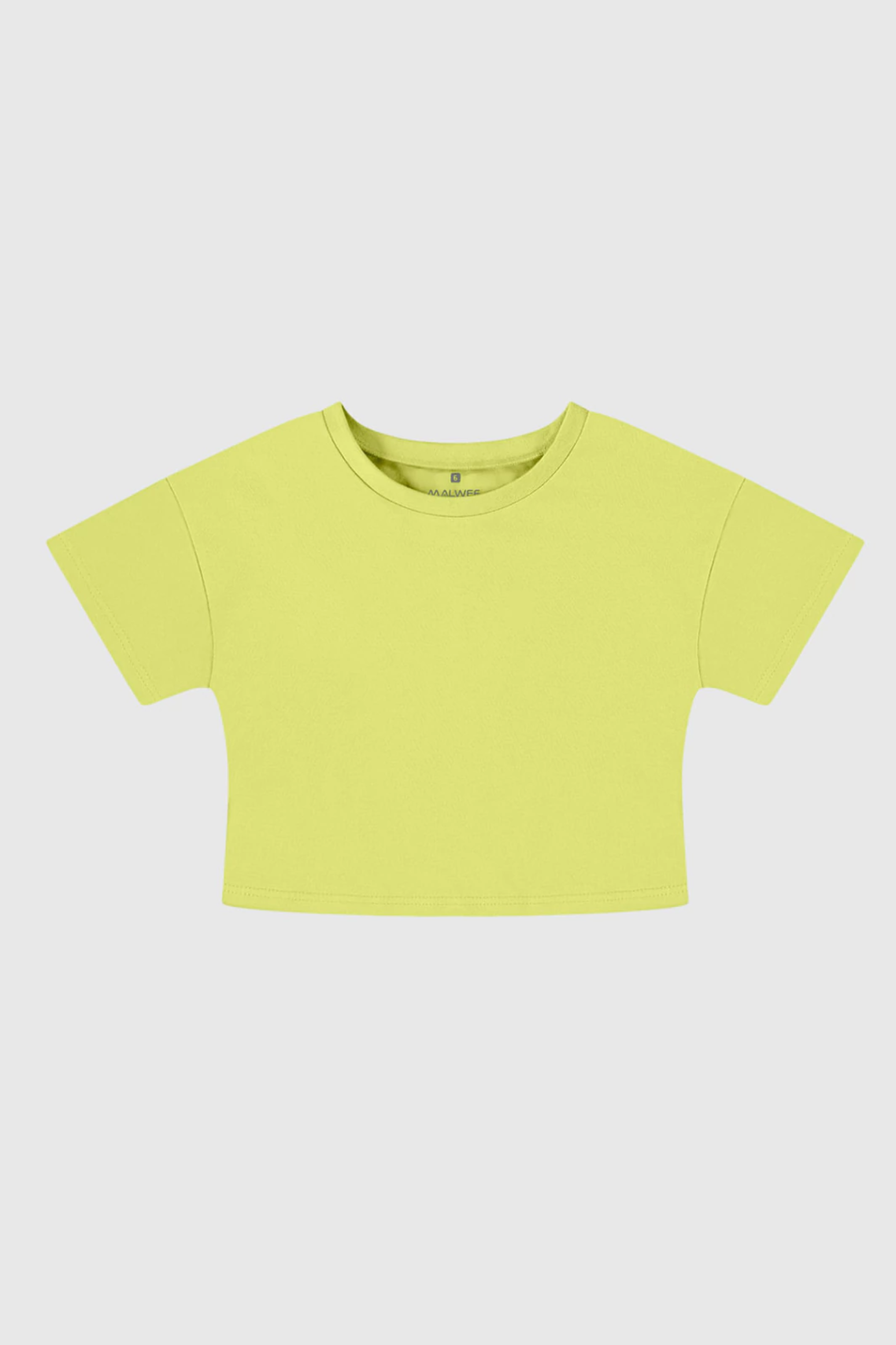Camiseta Infantil Meninas Cropped Básica Verde Limão