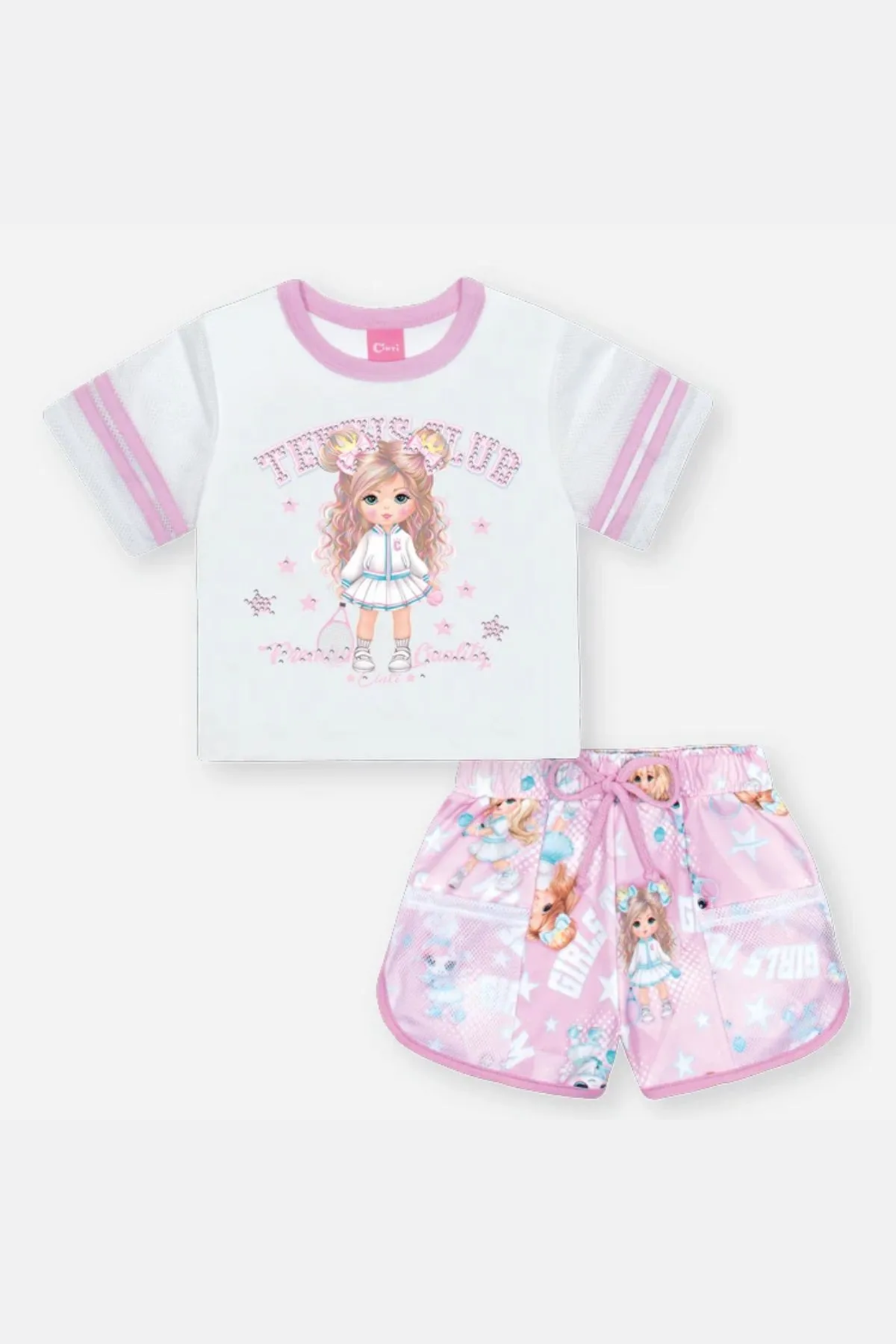 Conjunto Infantil MeninasTennis Club Shorts Molecotton Cinti