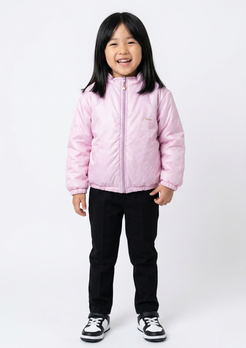 Jaqueta Puferr Infantil Meninas Inverno Rosa Cintilante