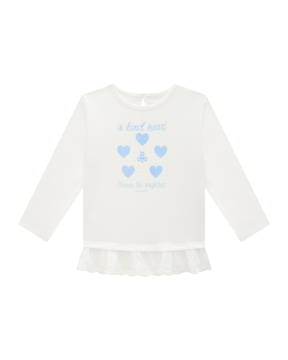 Conjunto Menina Bebê Bata Off-White e Legging Cotton Azul Claro Somnii