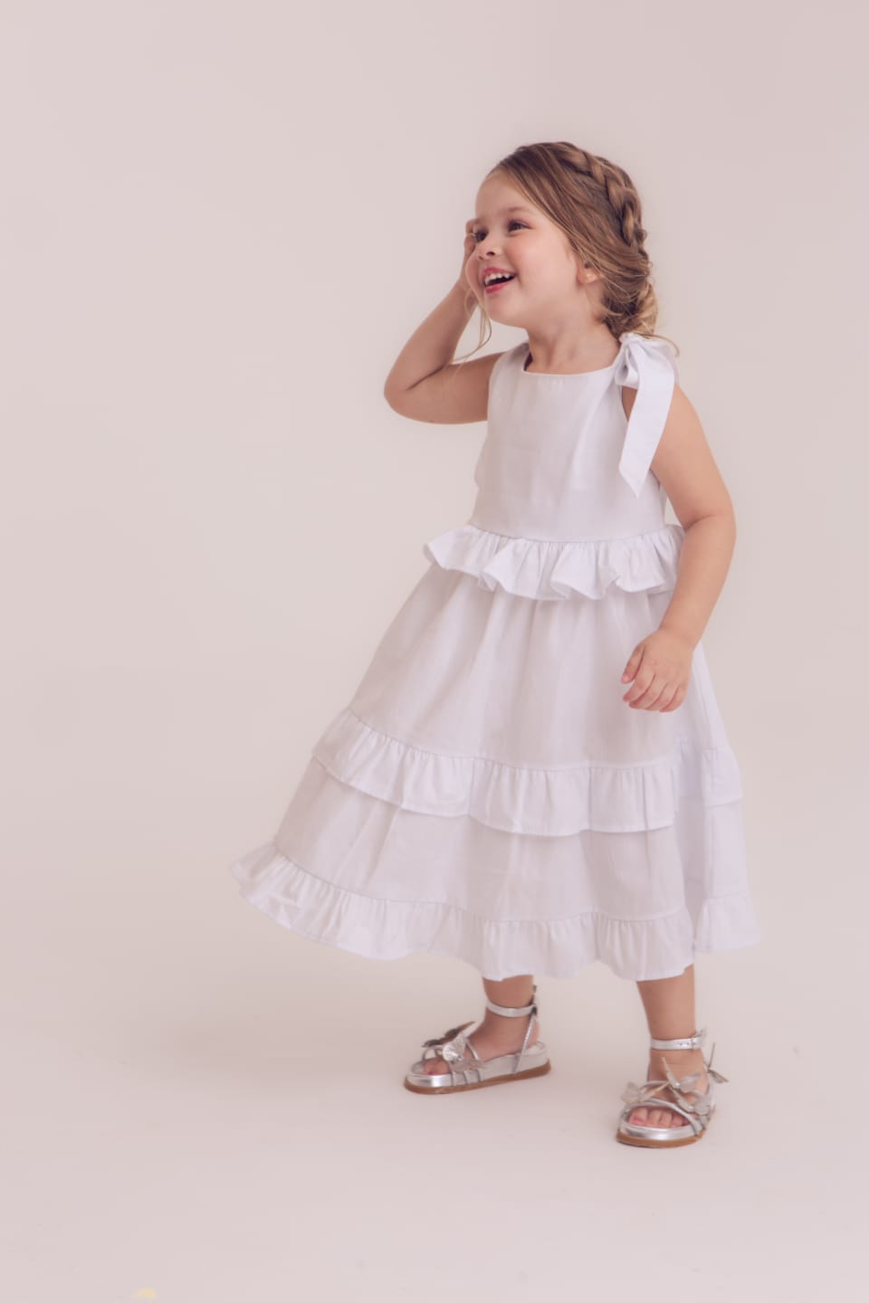Vestido Branco Alça Ajustável em Tricoline