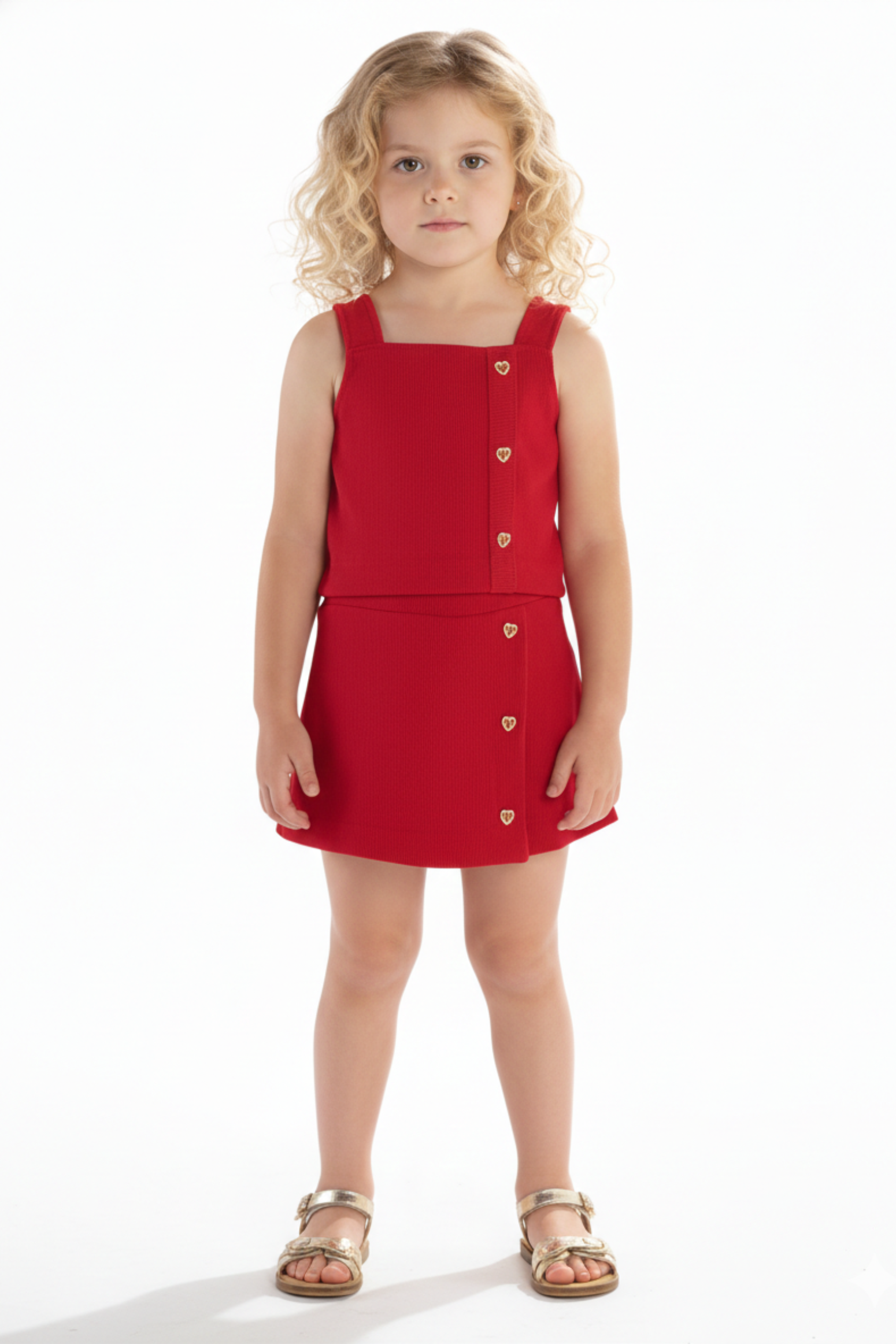 Conjunto Infantil Kiki Blusa e Shorts Saia Canelado Coração – Kiki Xodó