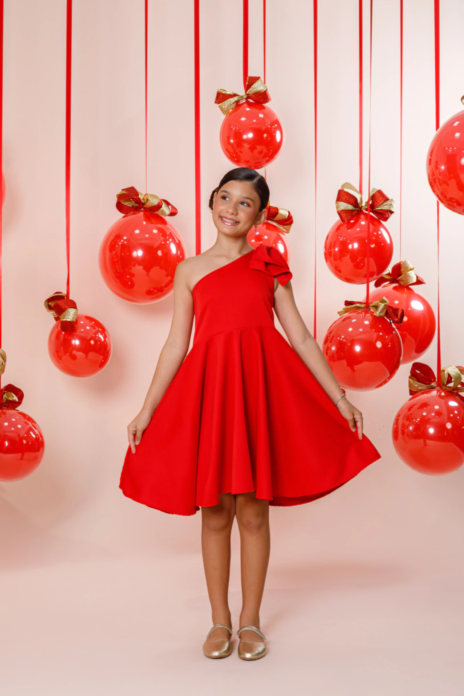 Vestido Infantil Alça Lateral Laço Luxo Festas