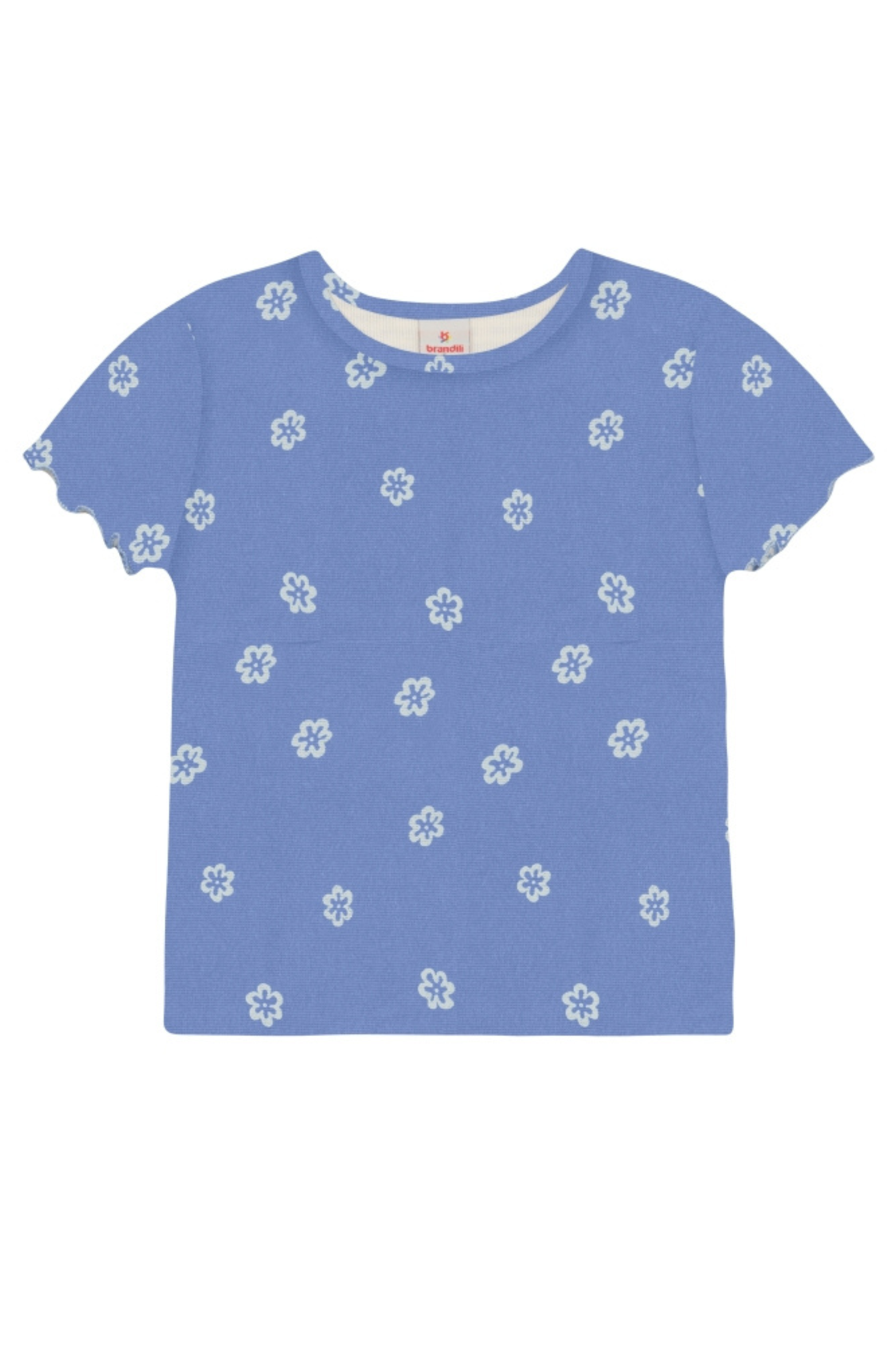 Blusa Infantil Meninas Malha Canelada Floral Brandili