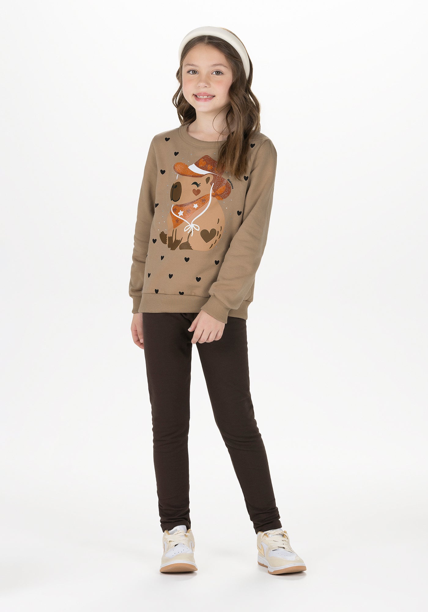 Conjunto Moletom Infantil Flanelado Menina Alakazoo Capivara Country