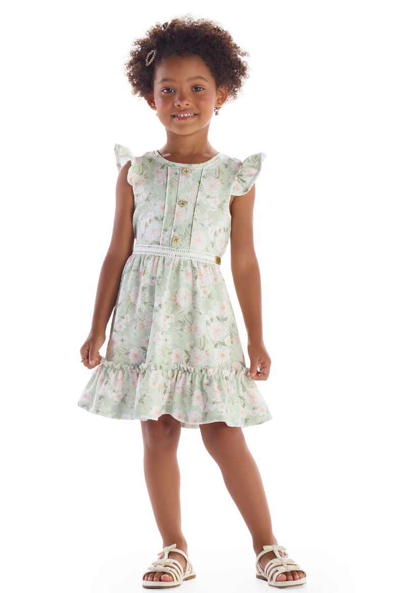Vestido Verão Baby Verde Floral  Kiki
