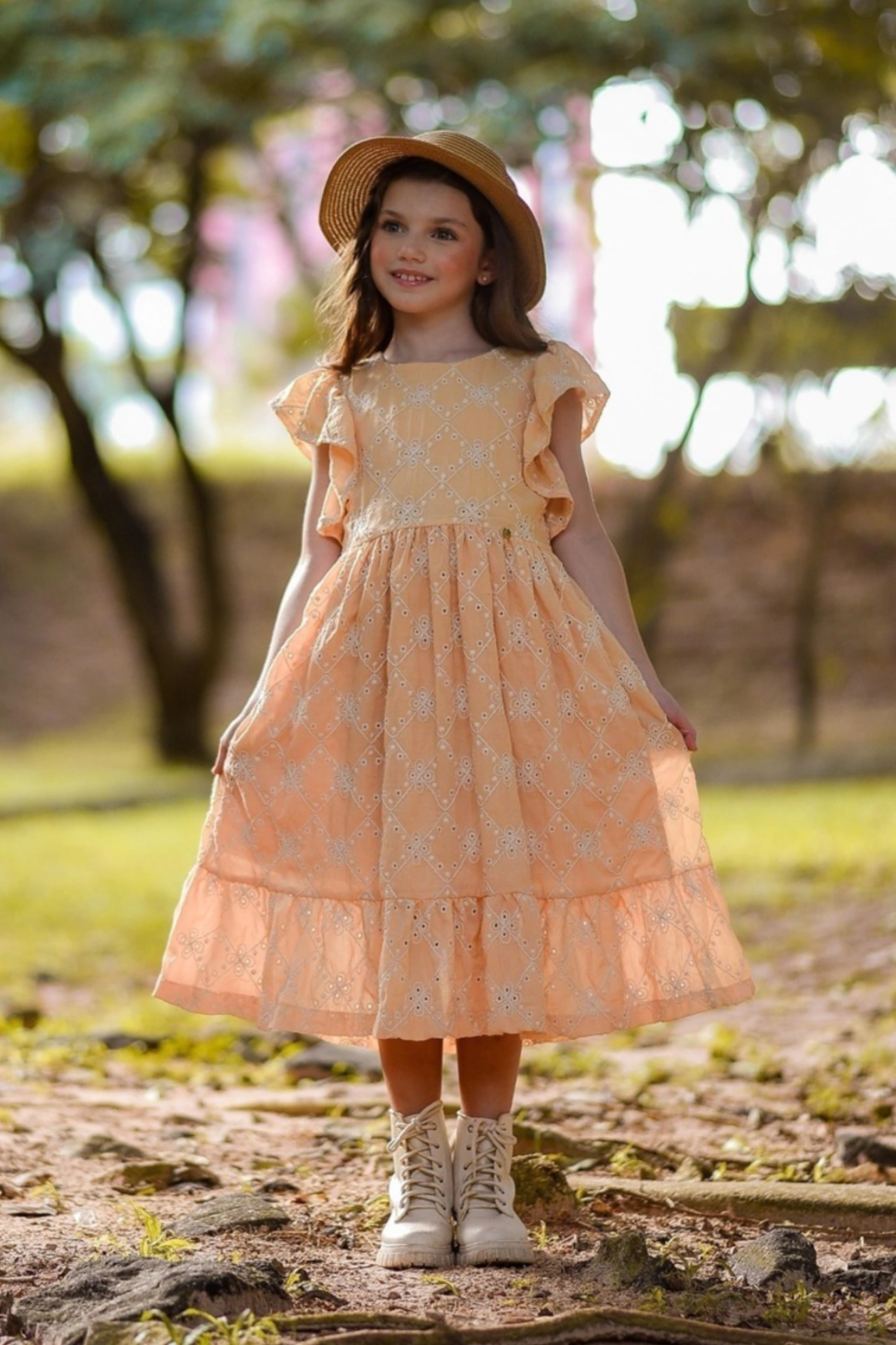 Vestido Infantil Amarelo Laise Bordado