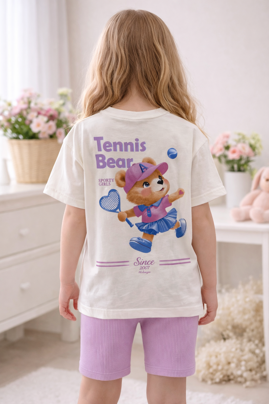 Conjunto Infantil Bermuda Ciclista T-Shirt Longa 100% algodão Alakazoo