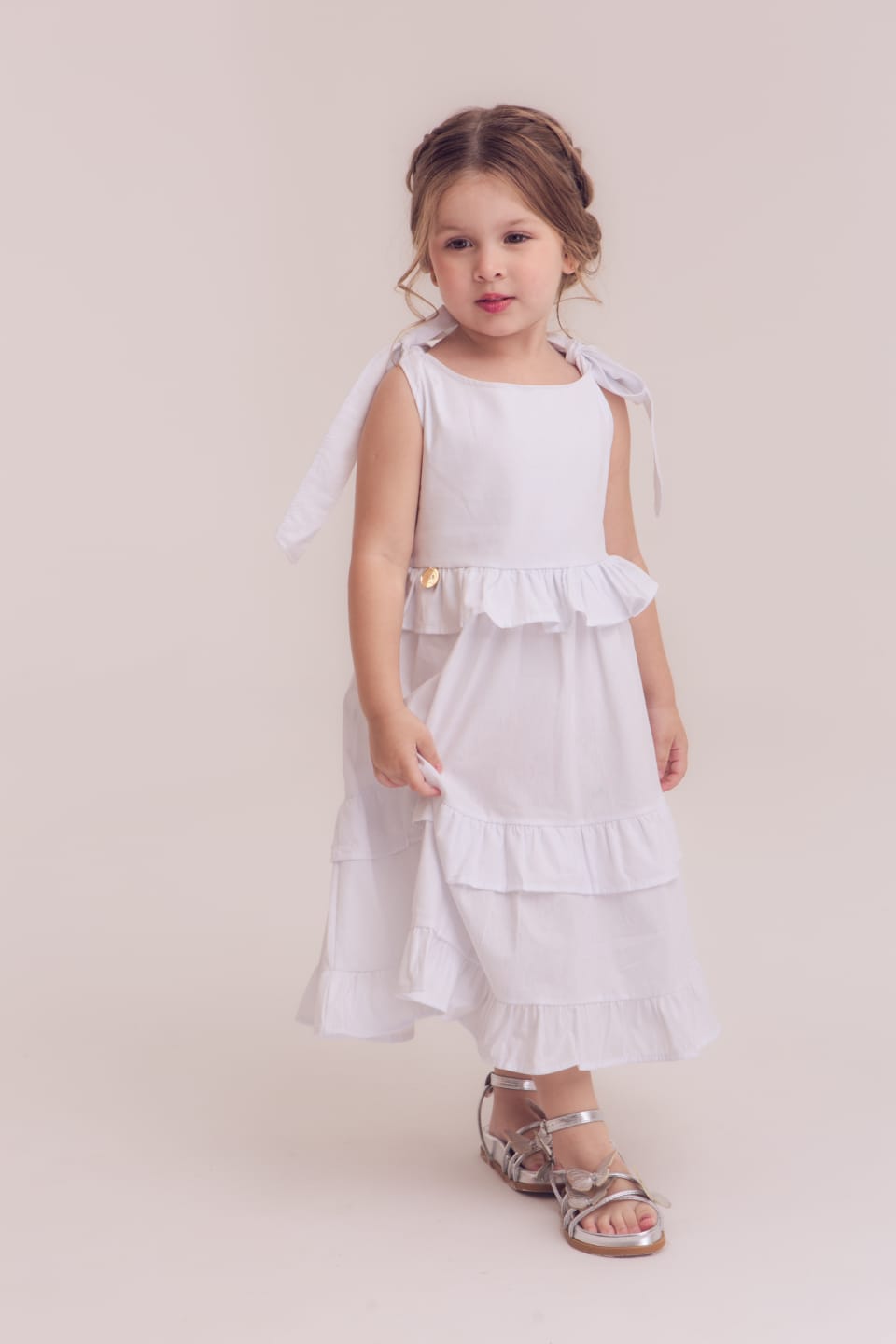 Vestido Branco Alça Ajustável em Tricoline