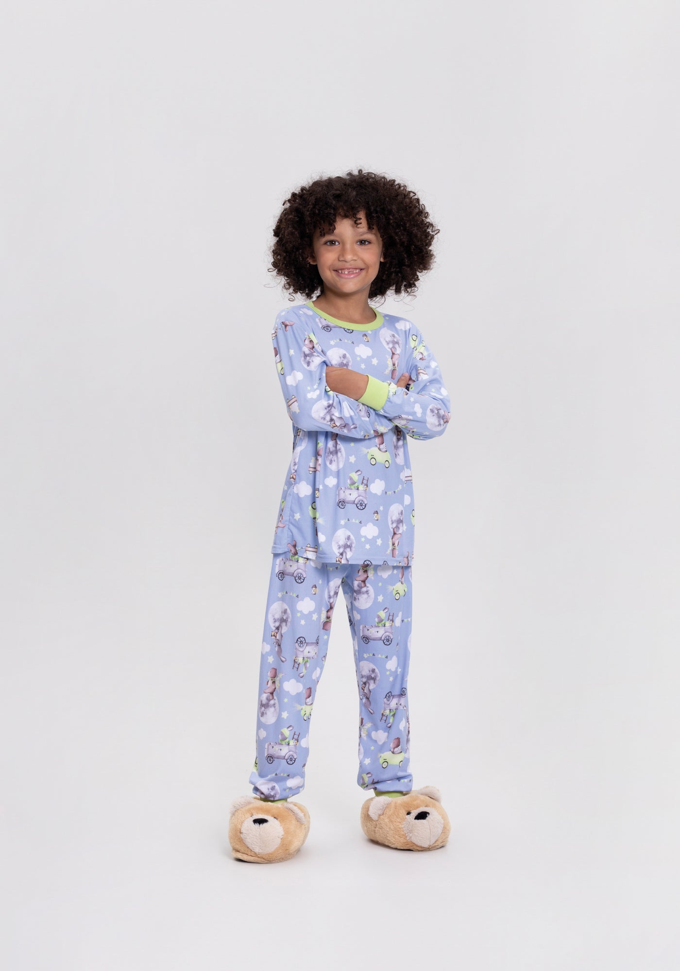 Pijama Infantil Meninos Malha Modal Estampado Manga Longa