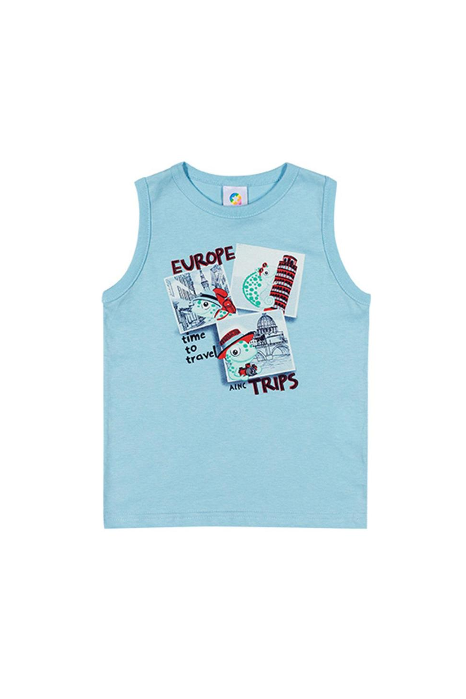Camiseta Regata Baby em Algodão Azul Alenice