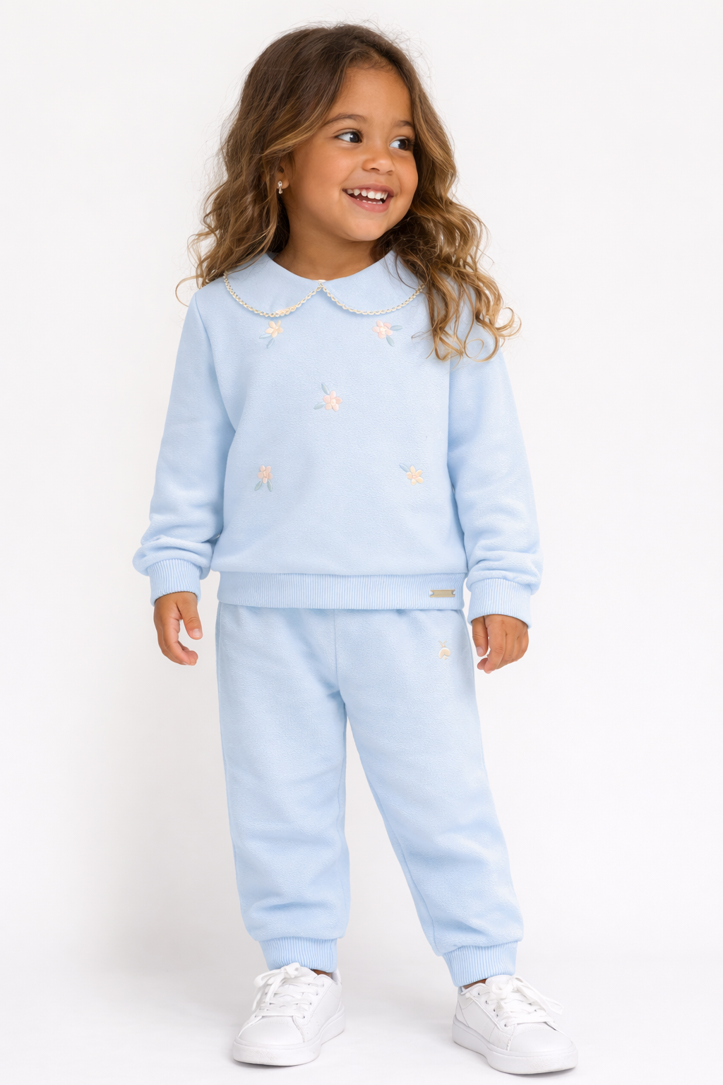 Conjunto Baby Meninas Moletom Bordado Gola Boneca