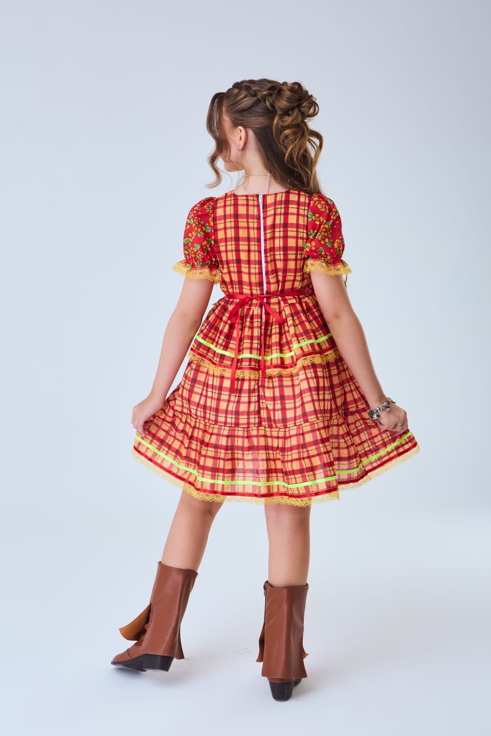 Vestido Infantil Festa Junina Love Vermelho Floral
