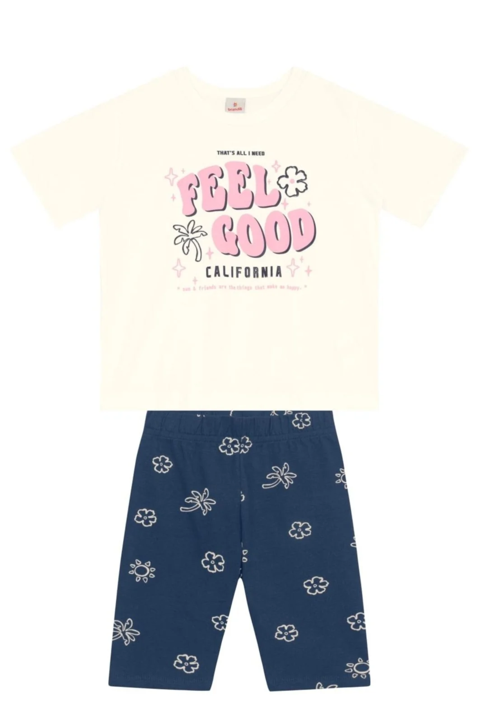 Conjunto Infantil Bermuda Ciclista Menina 100% algodão Brandili