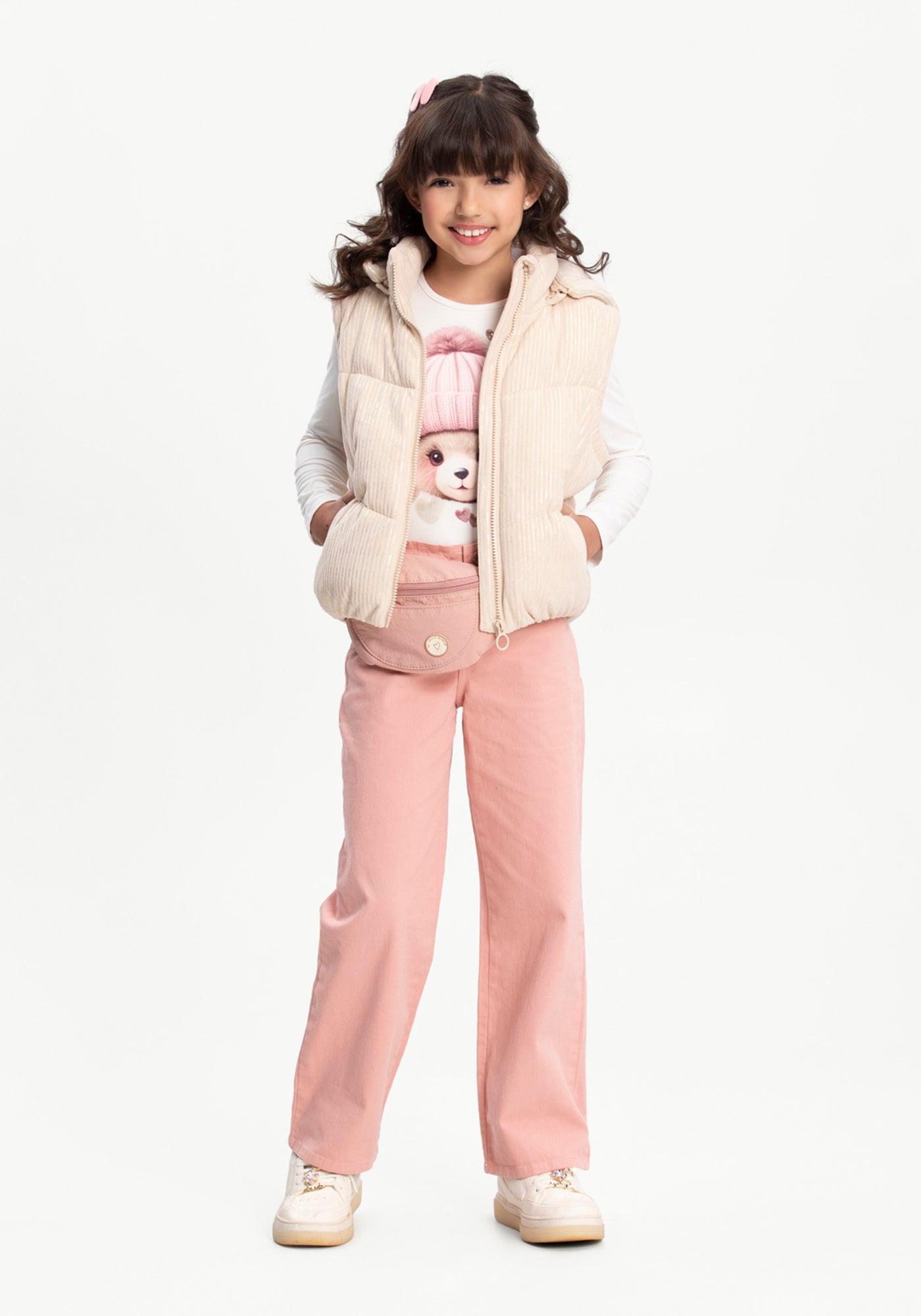 Jaqueta Puffer Infantil Menina Vira Colete - Alakazoo