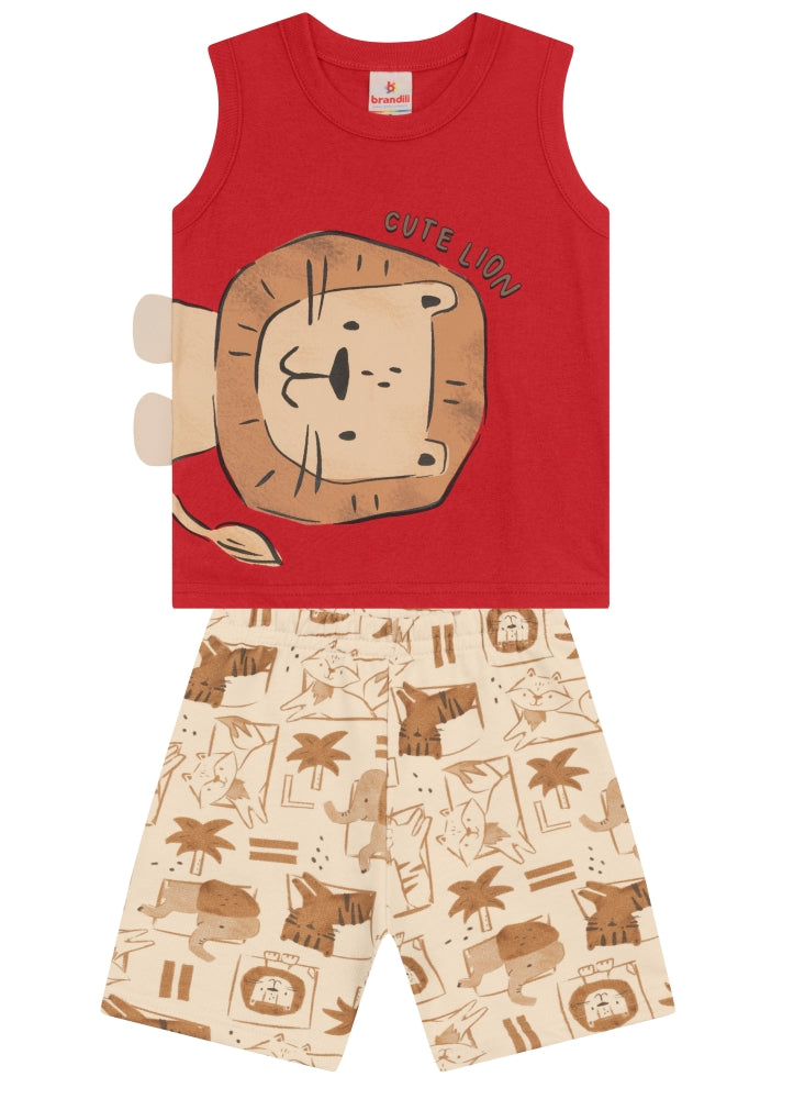Conjunto Bebê Meninos com Regata Leão Fofo Brandili