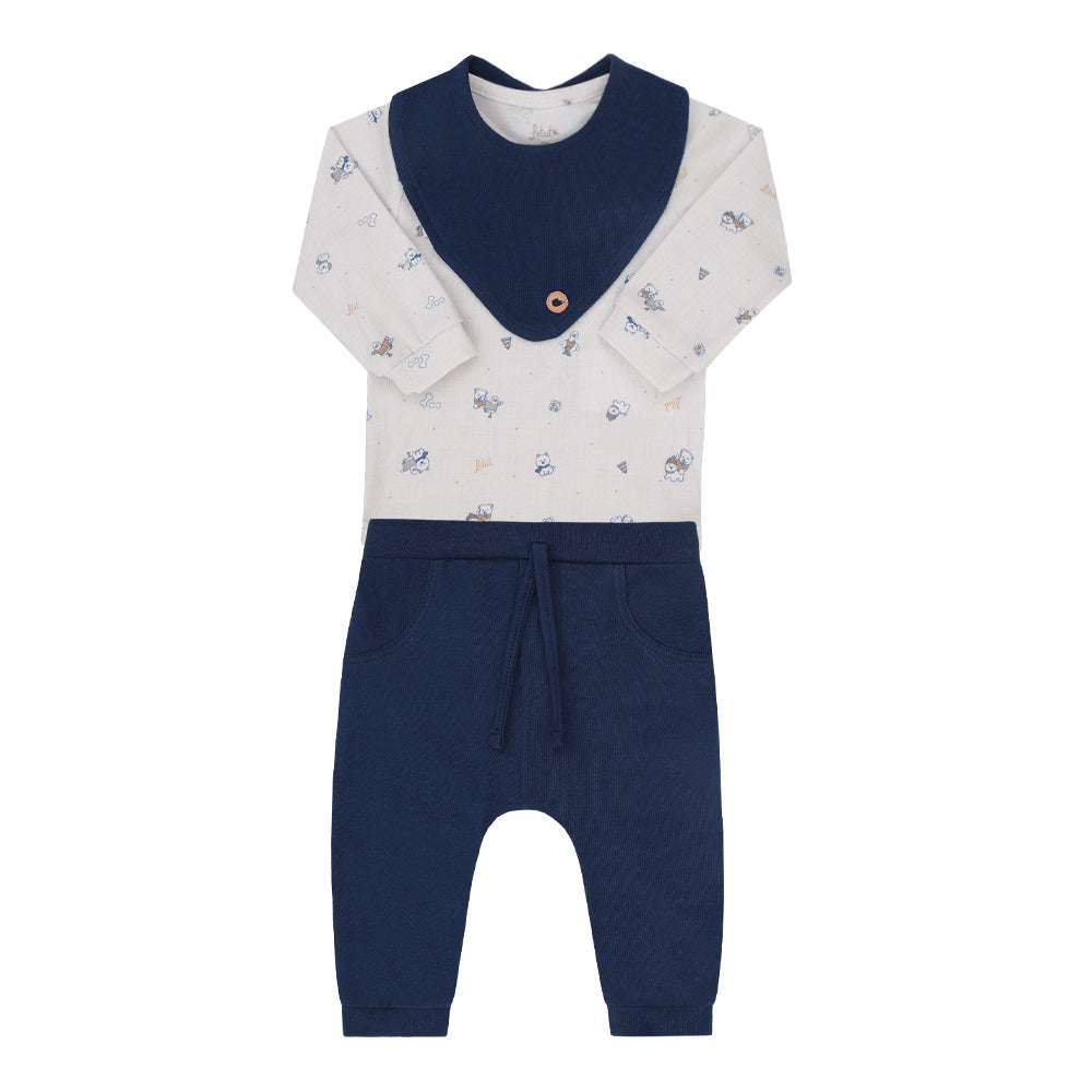 Conjunto Bebê Meninos com Babador Letut Ref.LT19595