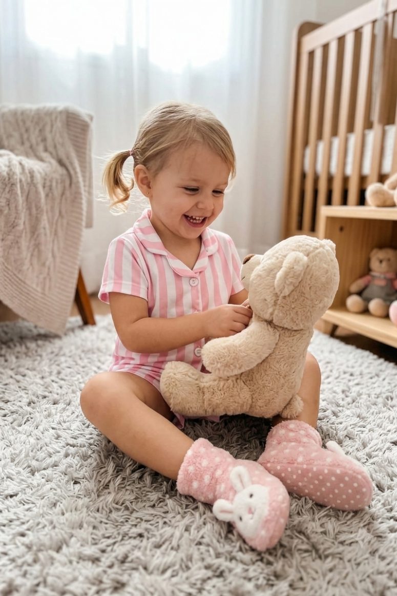 Pijama Americano Meninas Manga Curta Infantil Listrado Rosa