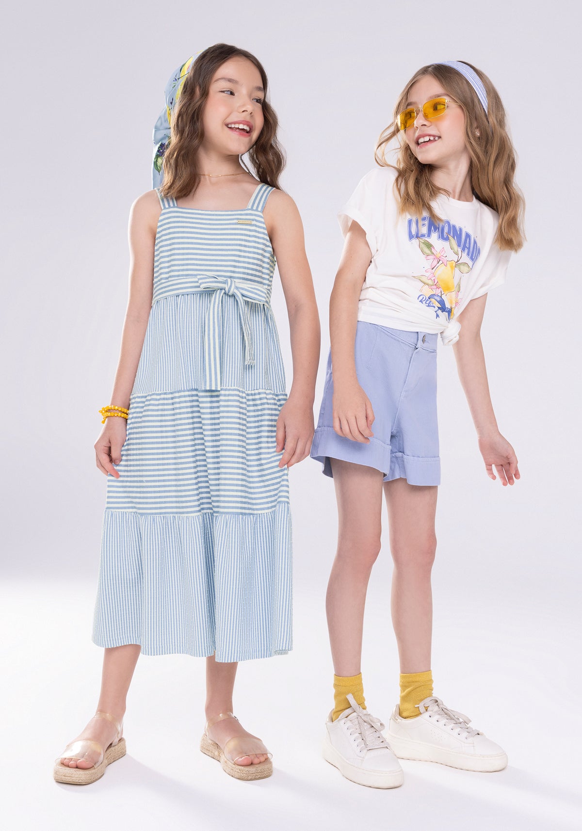 Vestido Midi Menina Alakazoo em Malha Nikko Listrado