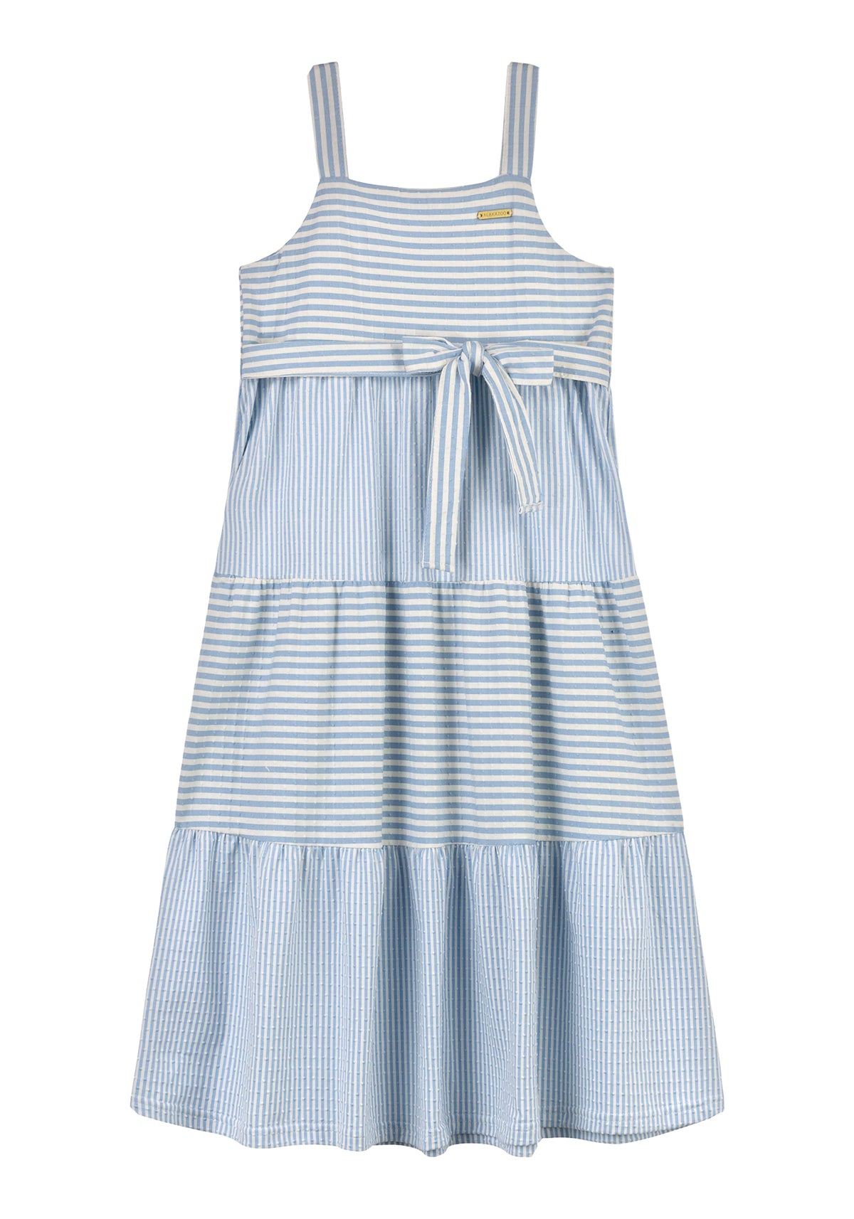 Vestido Midi Menina Alakazoo em Malha Nikko Listrado