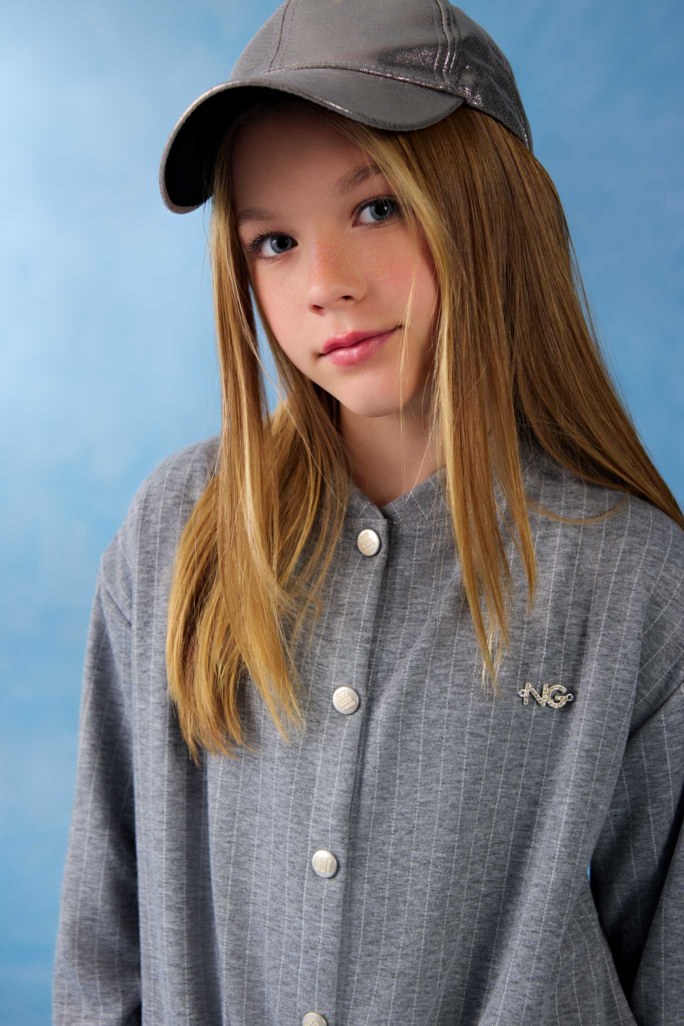 Jaqueta Infantil Meninas em Jacquard Risca de Giz