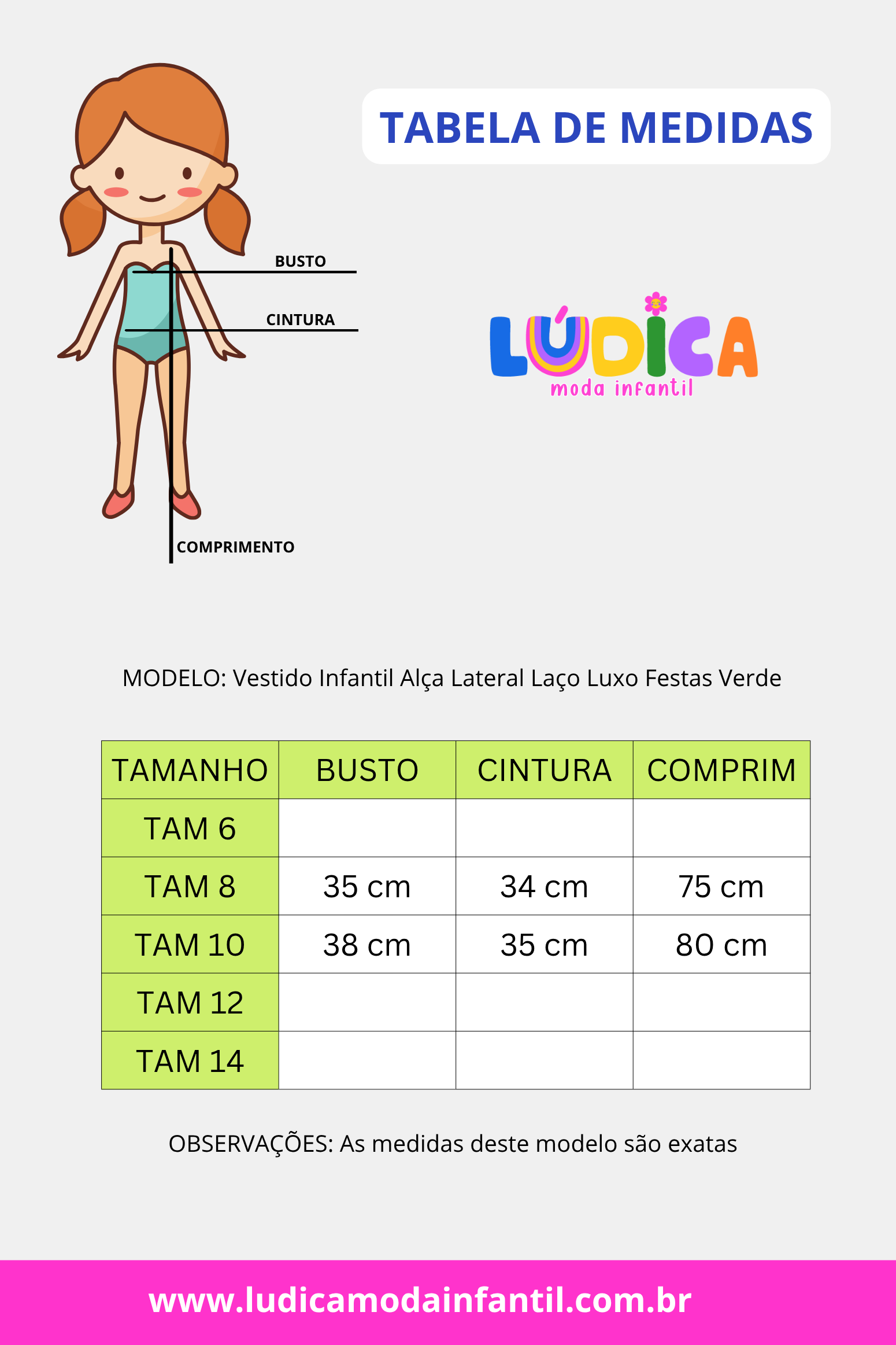 Vestido Infantil Alça Lateral Laço Luxo Festas Verde