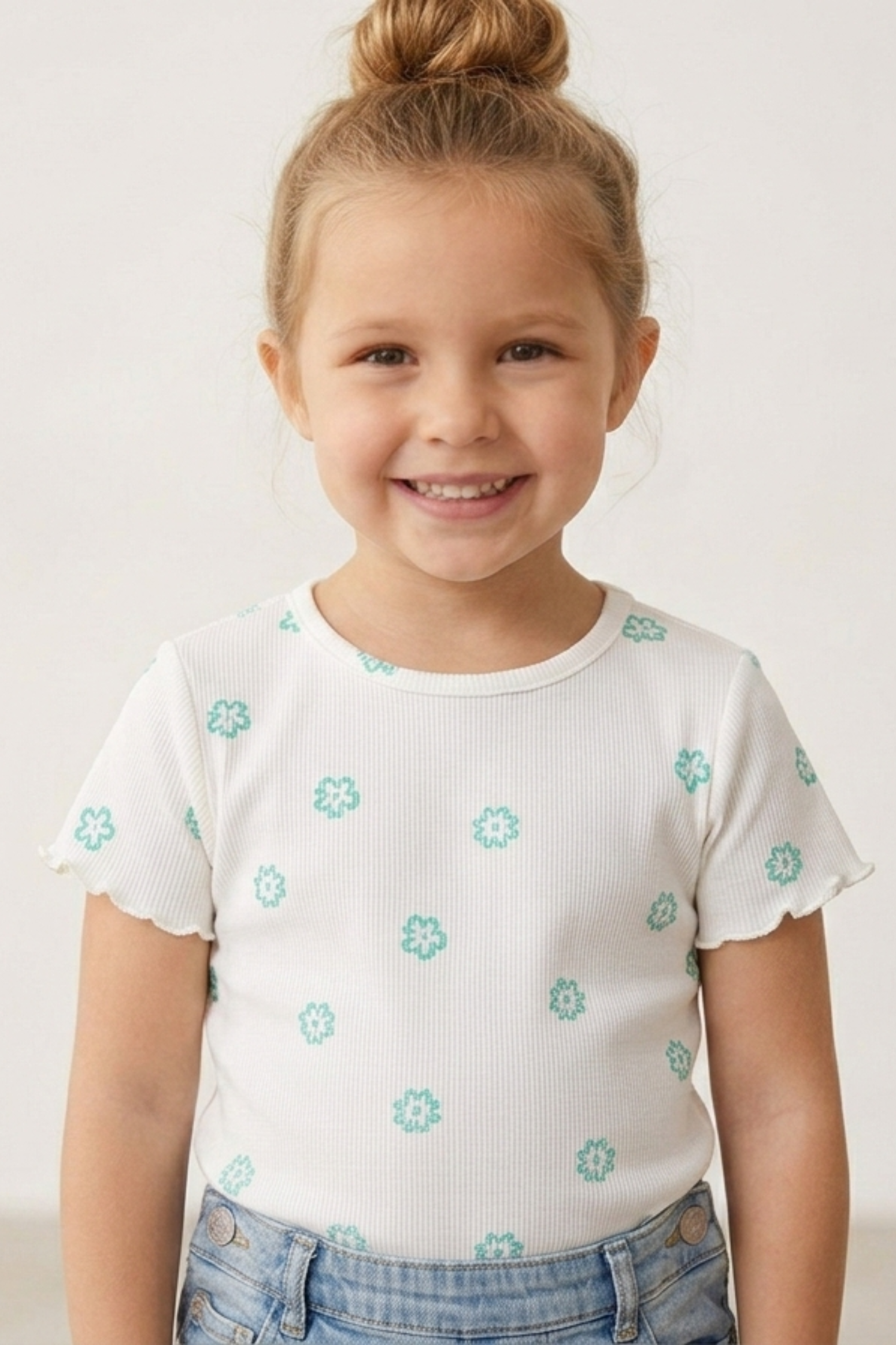 Blusa Infantil Meninas Malha Canelada Off White Brandili