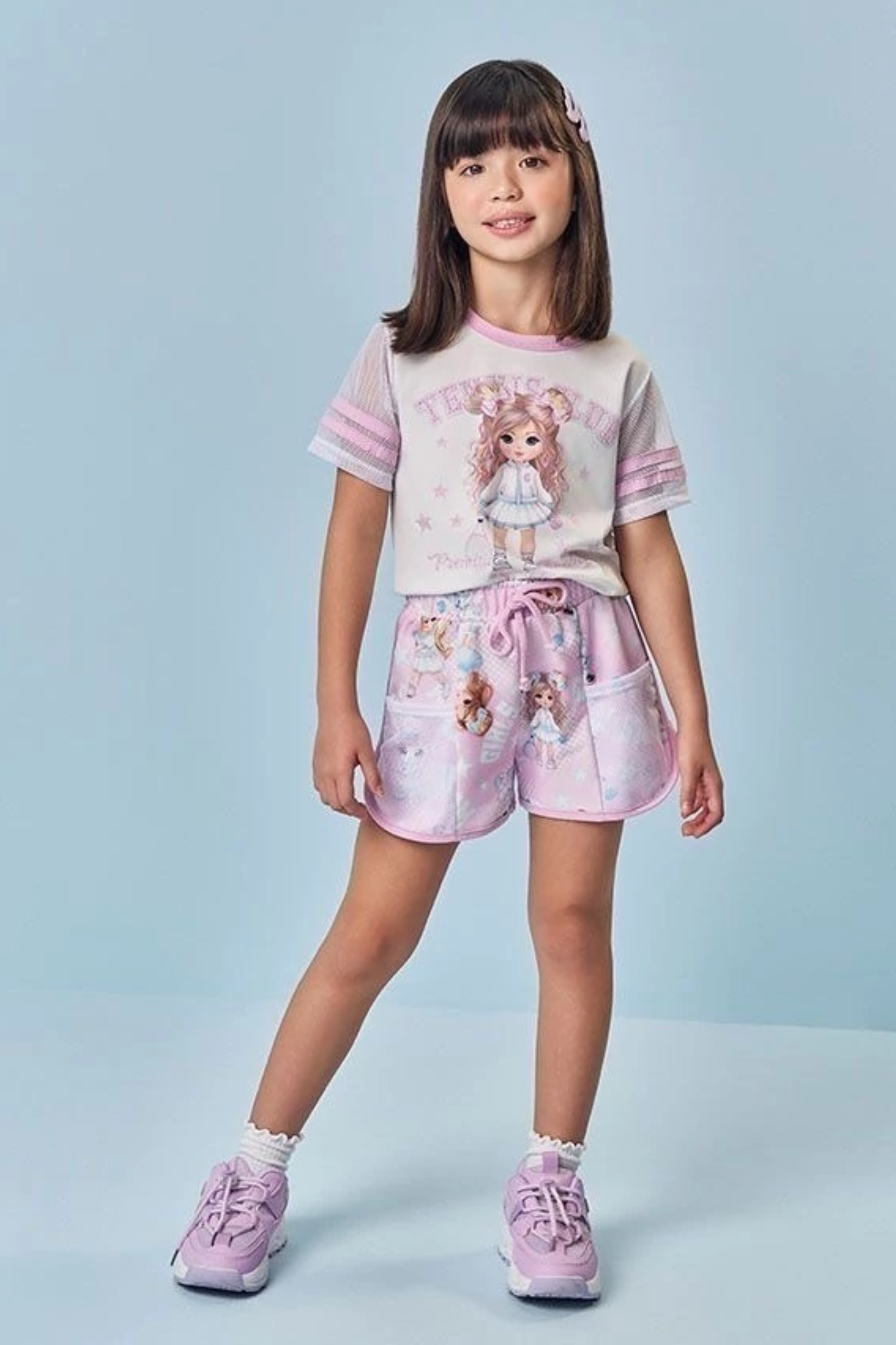 Conjunto Infantil MeninasTennis Club Shorts Molecotton Cinti