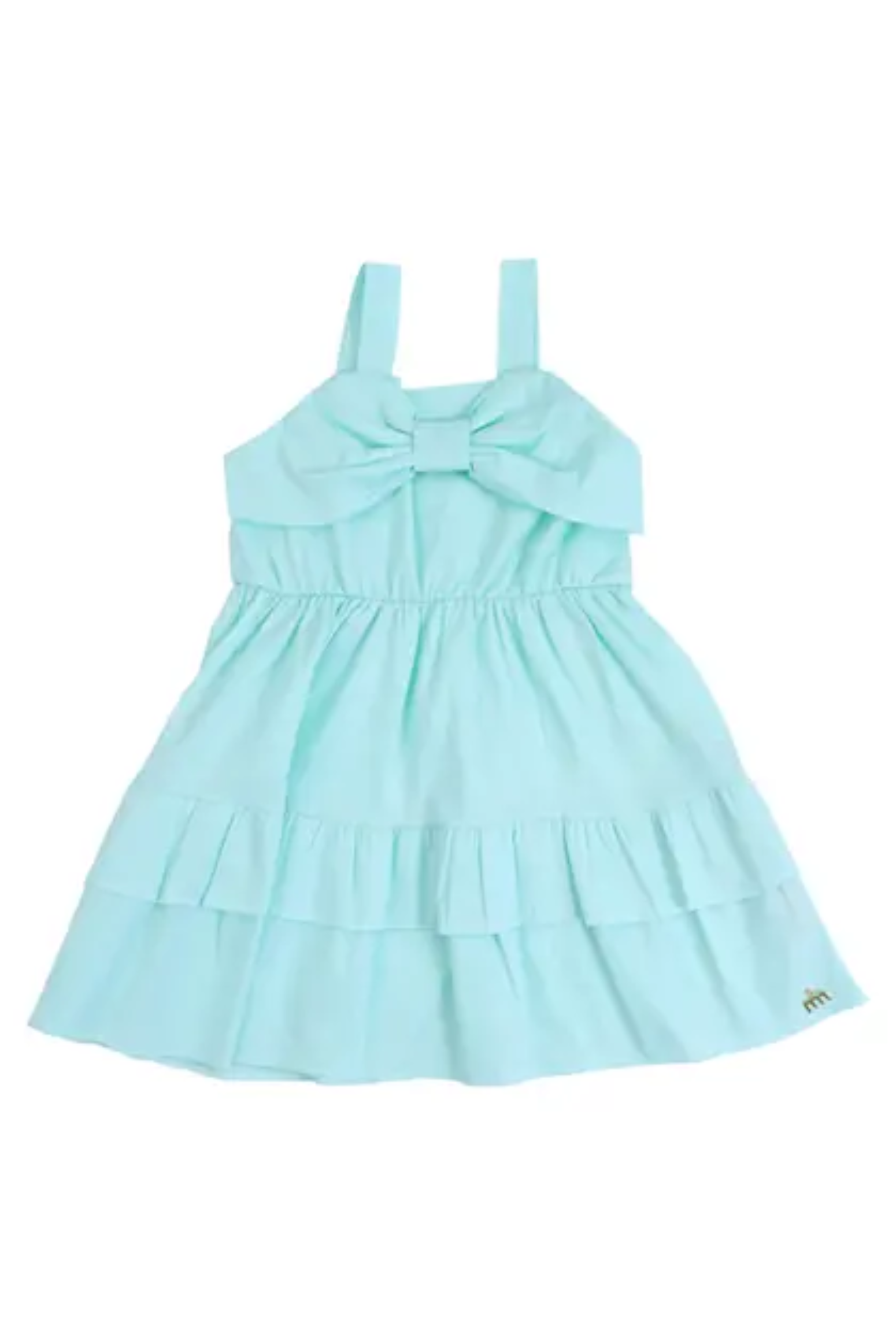 Vestido Infantil Meninas Verde Agua em Tricoline
