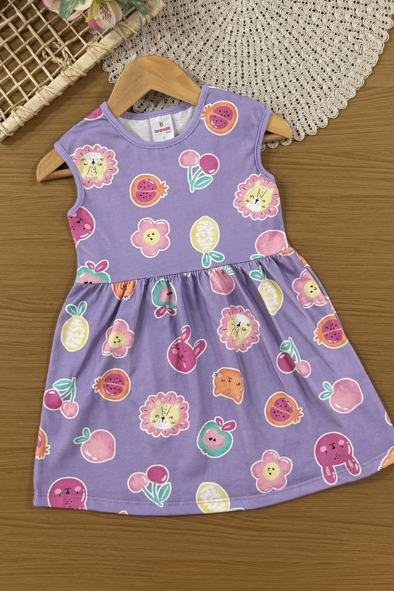 Vestido Baby Estampado Bichinhos 100% Algodão