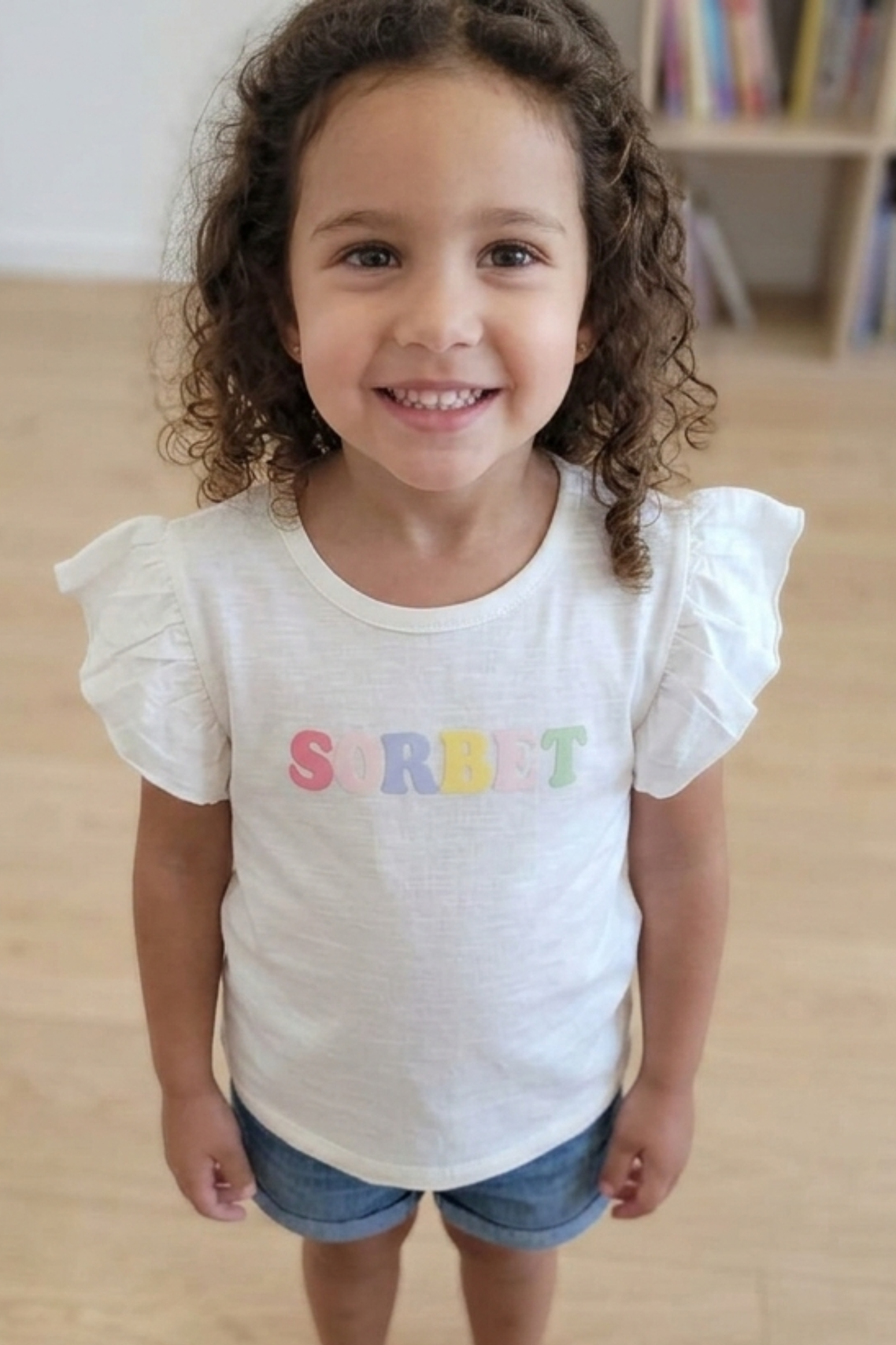 Blusa Infantil Algodão Manga Babados Sorbet Mundi