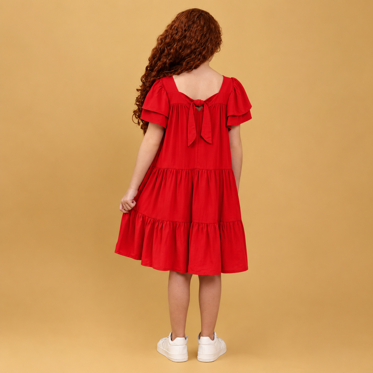 Vestido Vermelho em Viscose Juvenil Solto