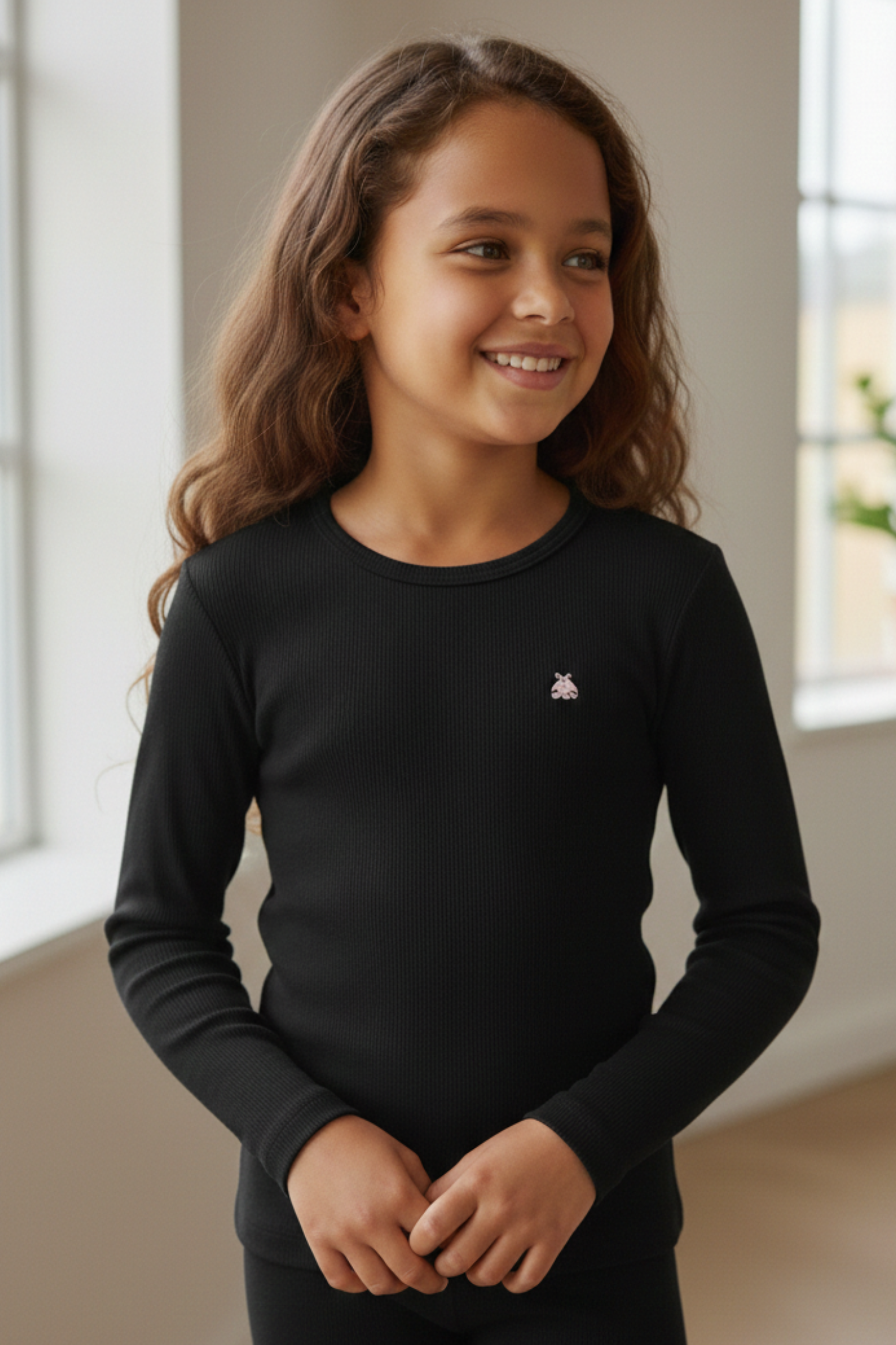 Blusa Manga Longa Canelada em Ribana Baby