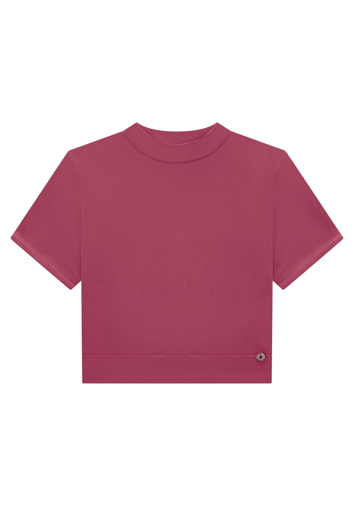 Blusa juvenil lisa de manga curta em malha fria confortável de alta qualidade