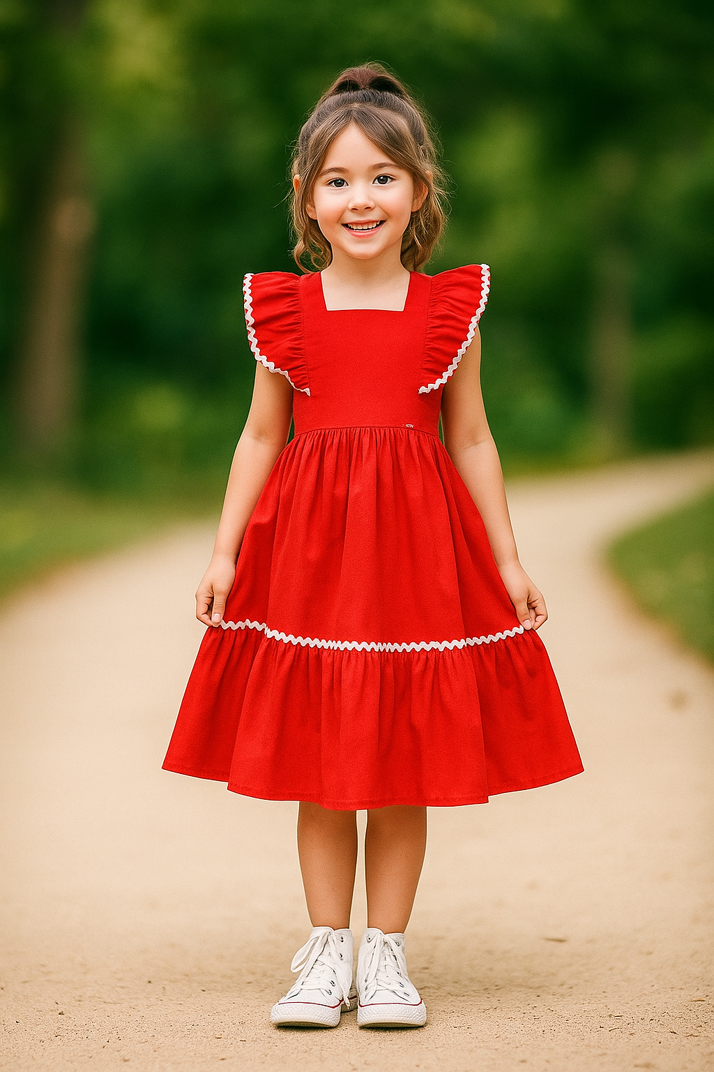 Vestido Infantil Midi em Tricoline Sianinhas