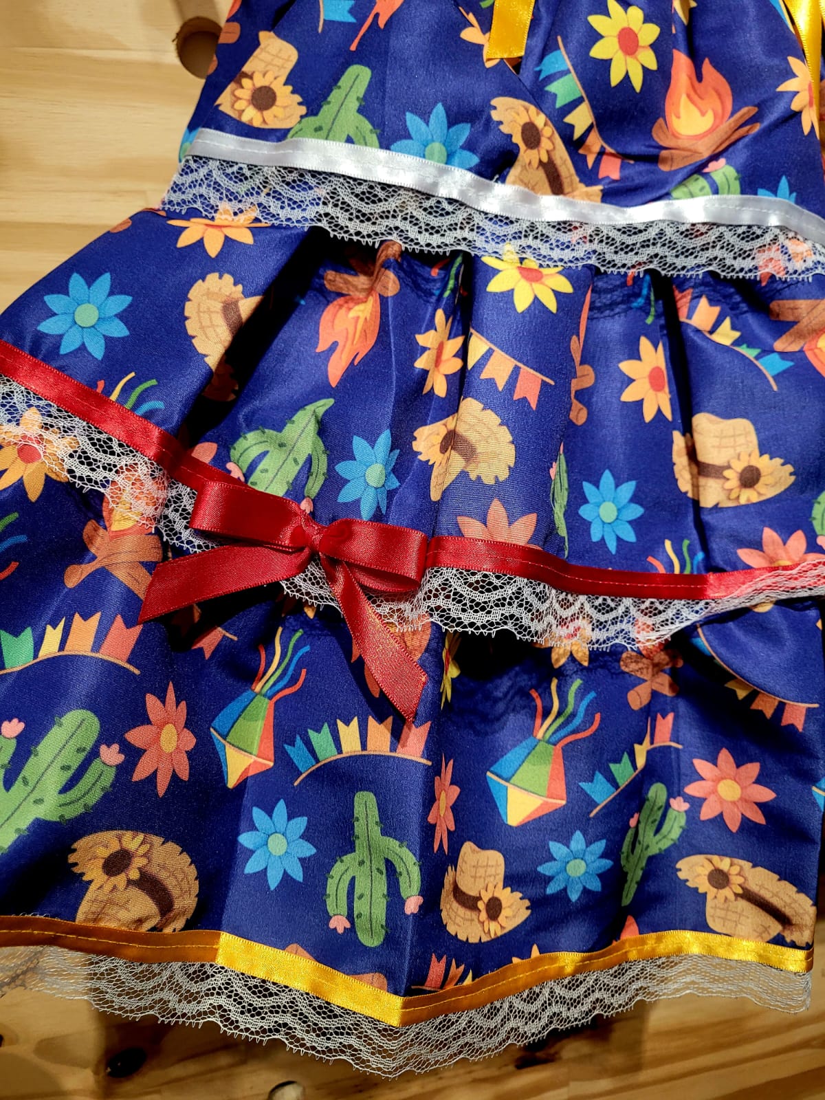 Vestido Festa Junina Vermelho Estampado Quadrilha Festa São João