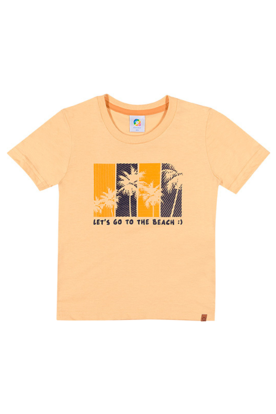 Camiseta Meia Malha Infantil Meninos Laranja Algodão