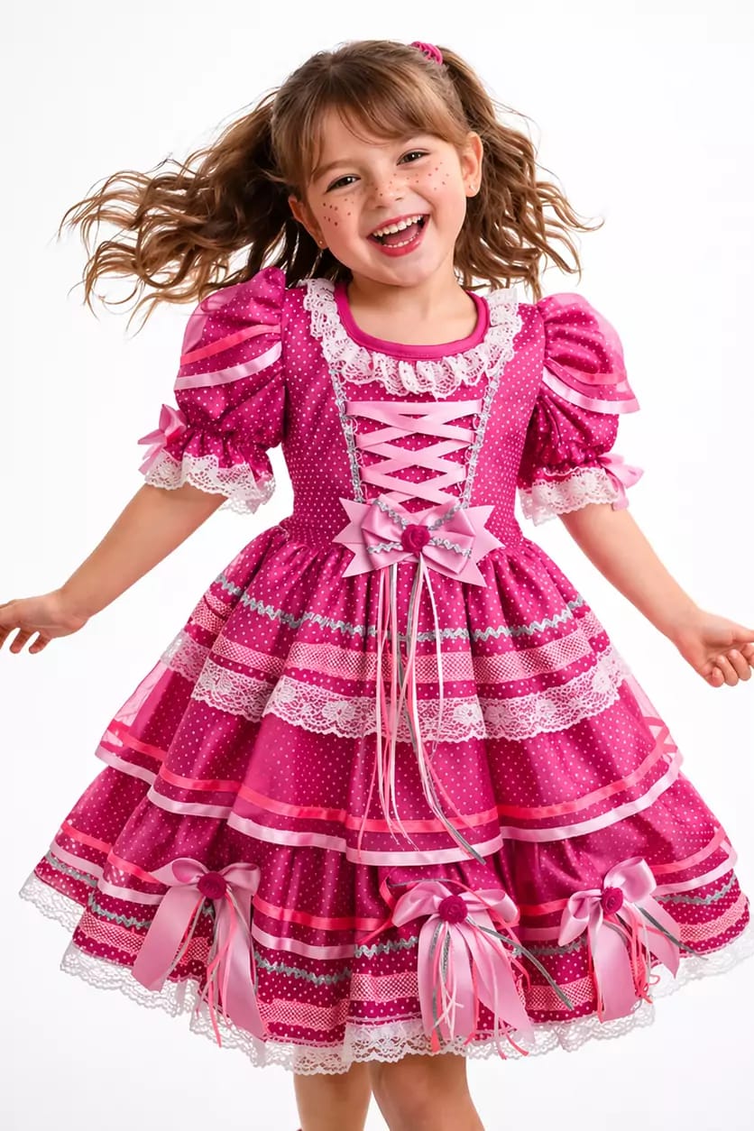 Vestido Caipira Infantil Luxo Festa Junina São João