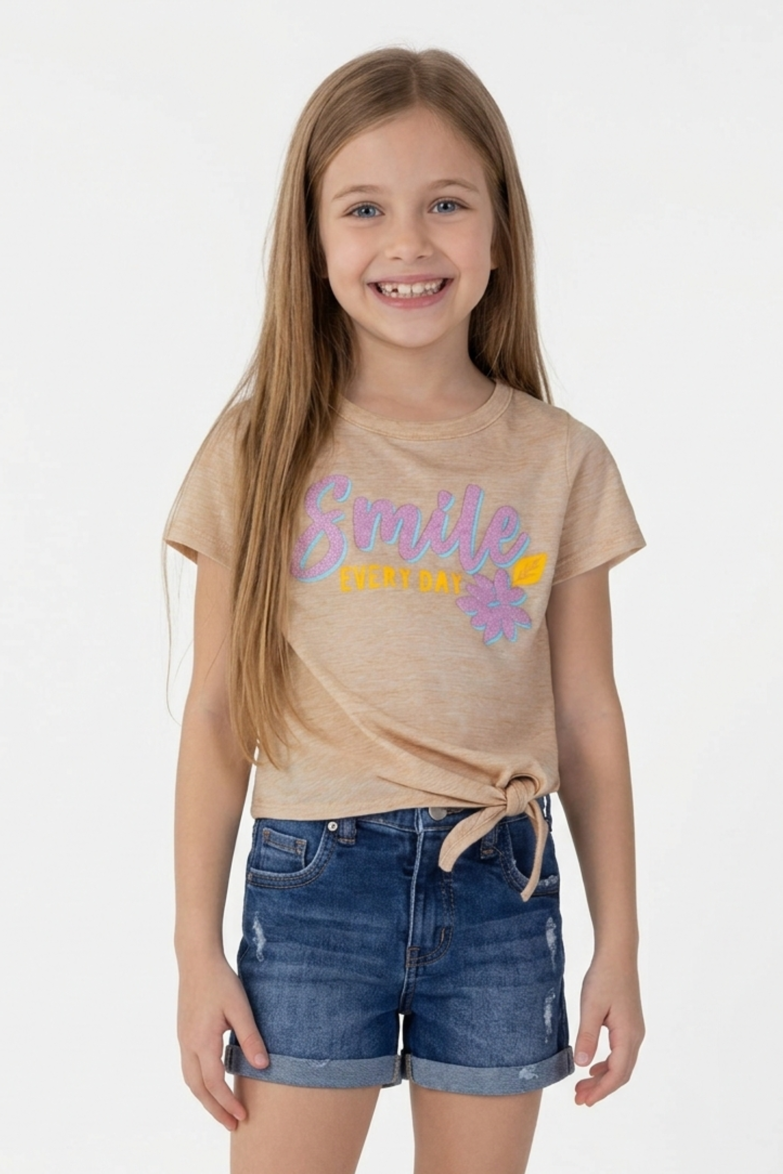 Blusa Feminina Infantil Nude Smile com Amarração