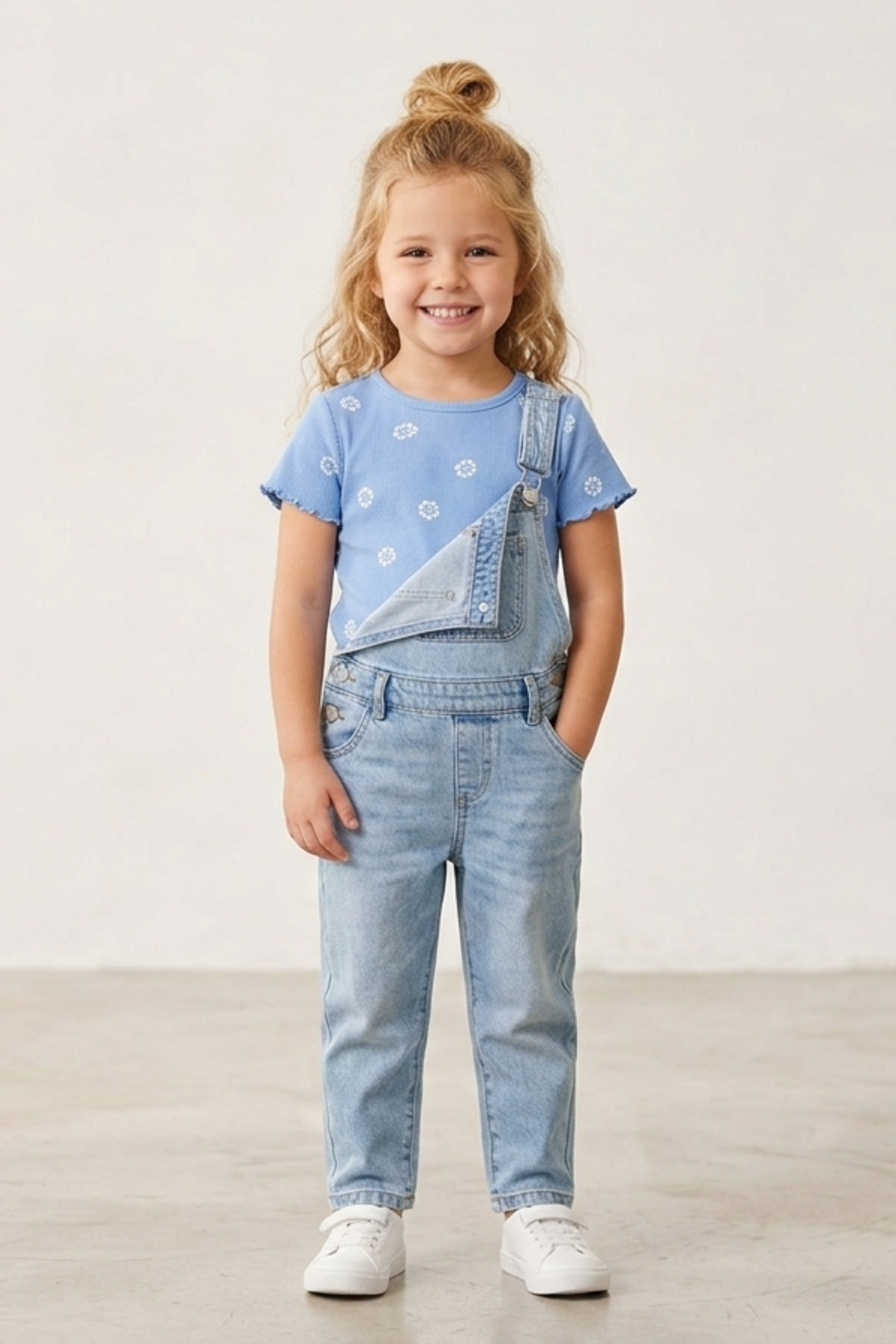 Blusa Infantil Meninas Malha Canelada Floral Brandili