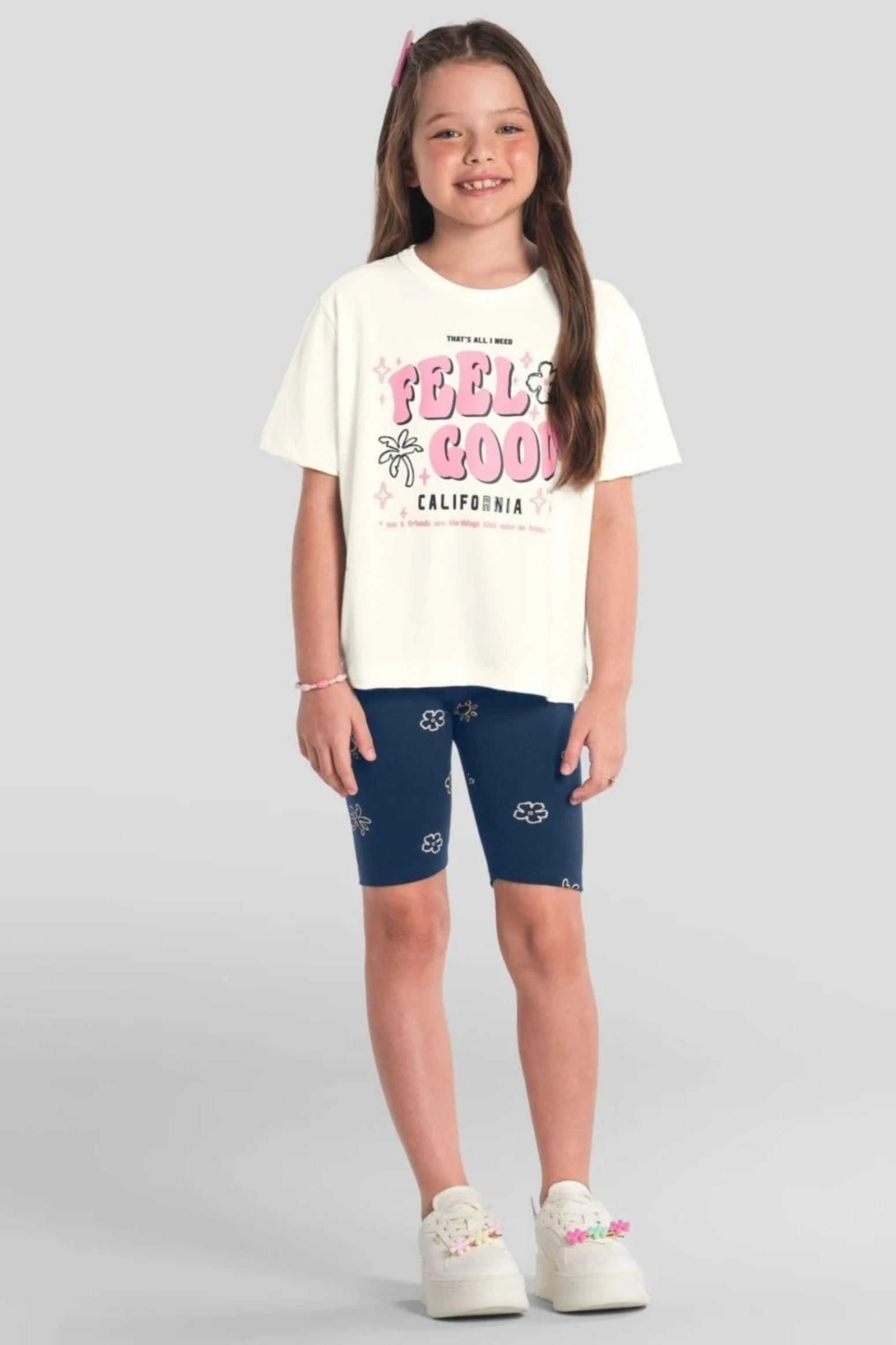 Conjunto Infantil Bermuda Ciclista Menina 100% algodão Brandili