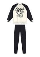 Conjunto Moletom Juvenil Menina Alakazoo Aberto Panda Estilo Colegial