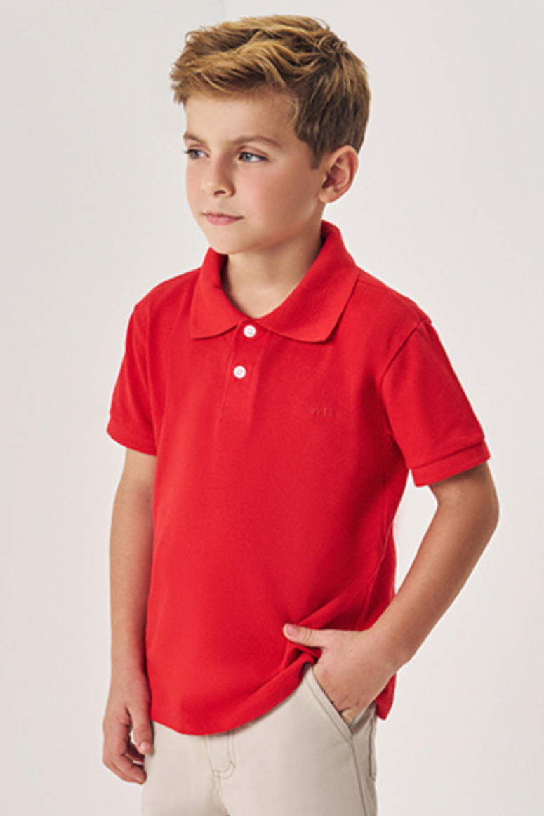 Camisa Polo Infantil Meninos Ribana Vermelha