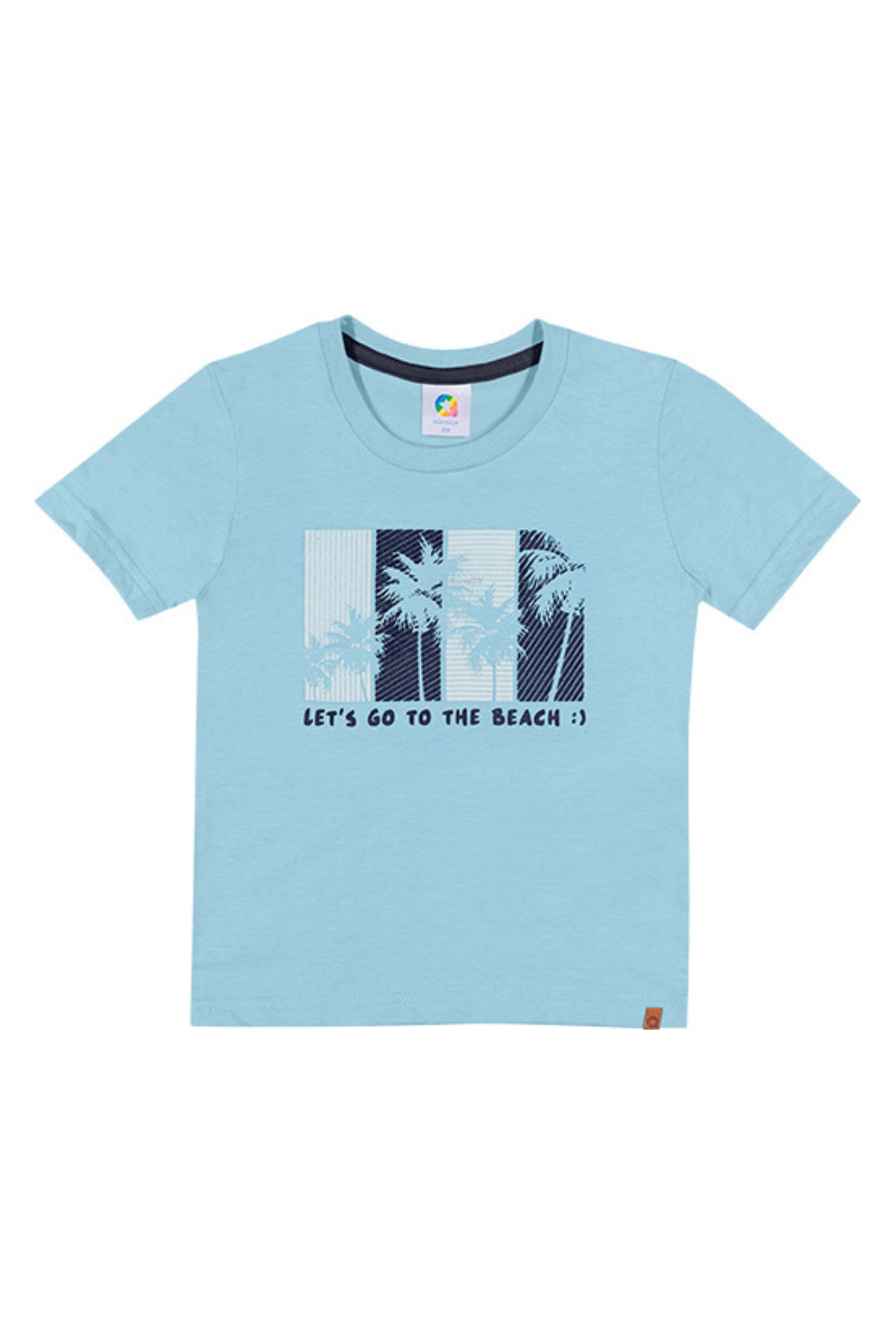 Camiseta Meia Malha Infantil Meninos Azul Algodão